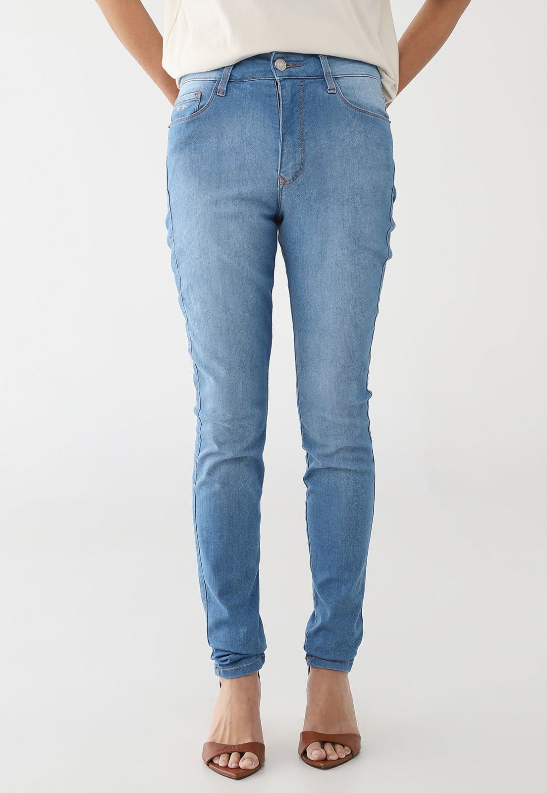 Vista principal Calça Jeans Feminina Lez a Lez Cintura Média Claro Lez a Lez azul