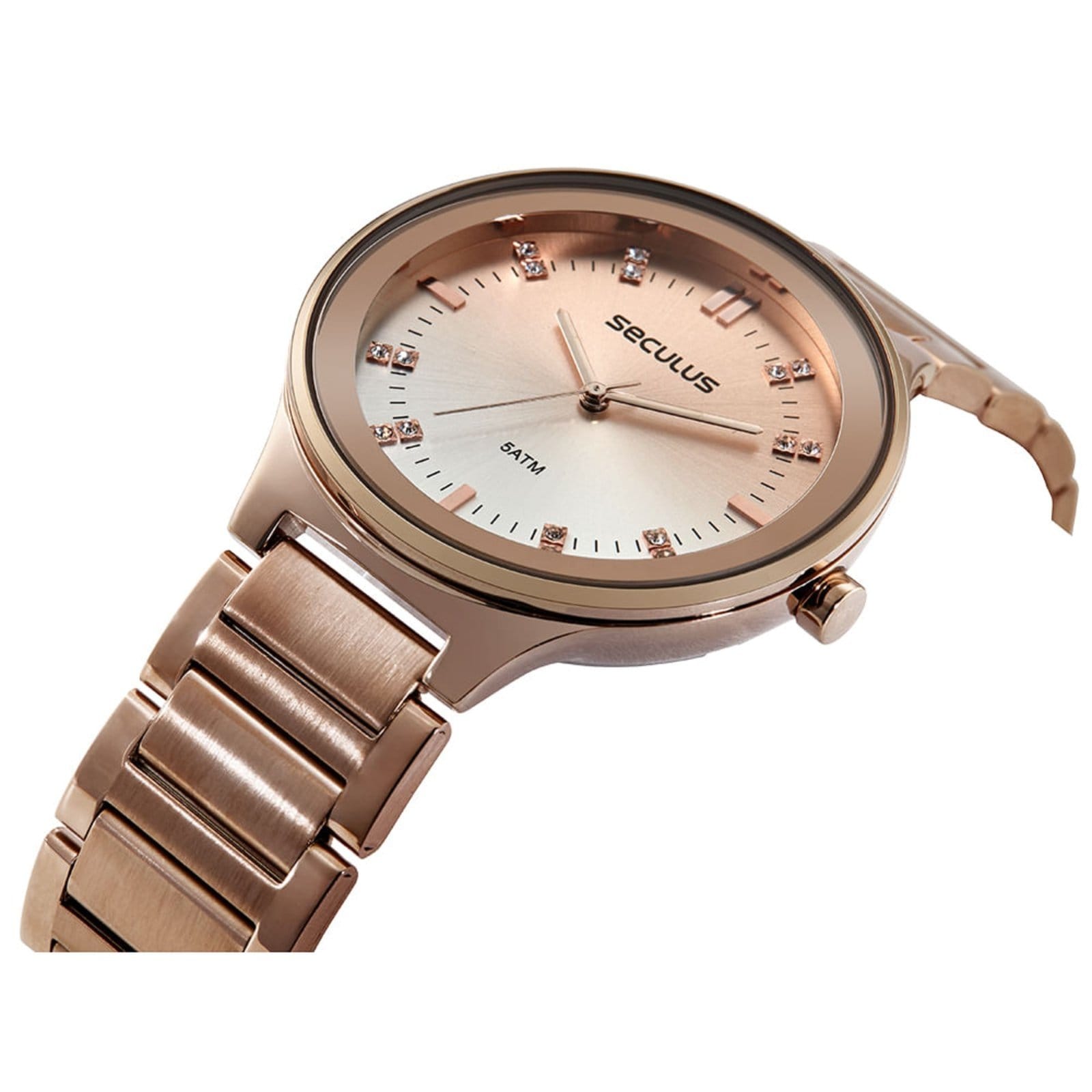 Vista 2 Relógio Seculus Feminino Visor Degradê Cristais Rosé Seculus rosa rosé