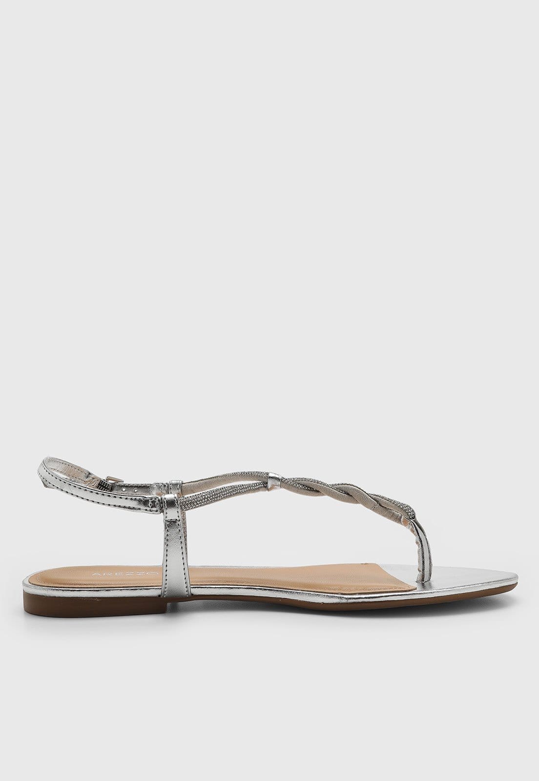 Vista 2 Rasteira Feminina Arezzo Fechada Tiras Prateada Arezzo prata