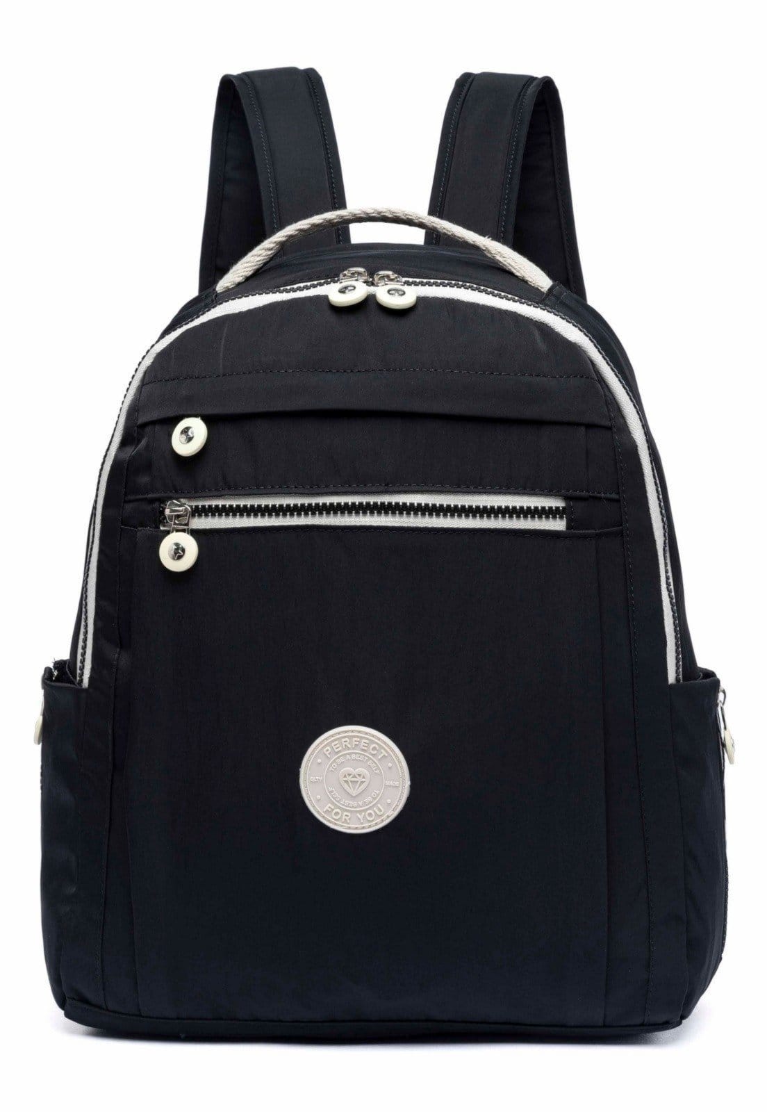 Vista principal Mochila Feminina Escolar Bolsa Trabalho Reforçada Espaçosa Perfect For You preto