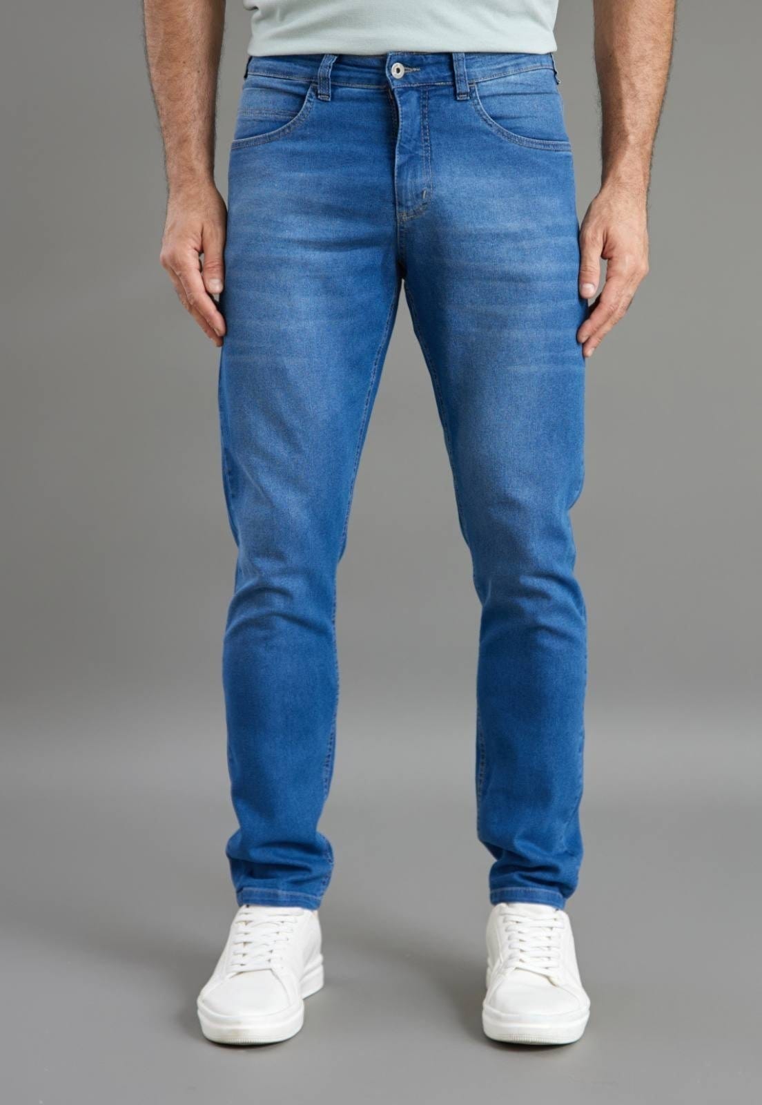 Calça Jeans Masculina Slim Fit Lavagem Média Conforto e Estilo