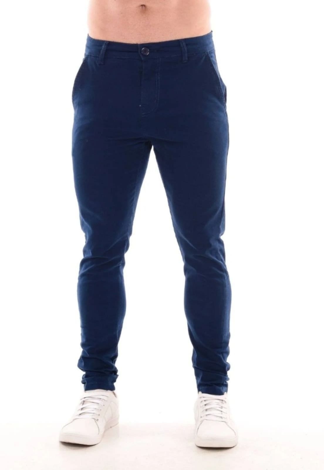 Vista 2 Kit 2 Calças Sarja Masculina Mys Jeans Confortável e Estilosa e Bege Ethereal Jeans azul