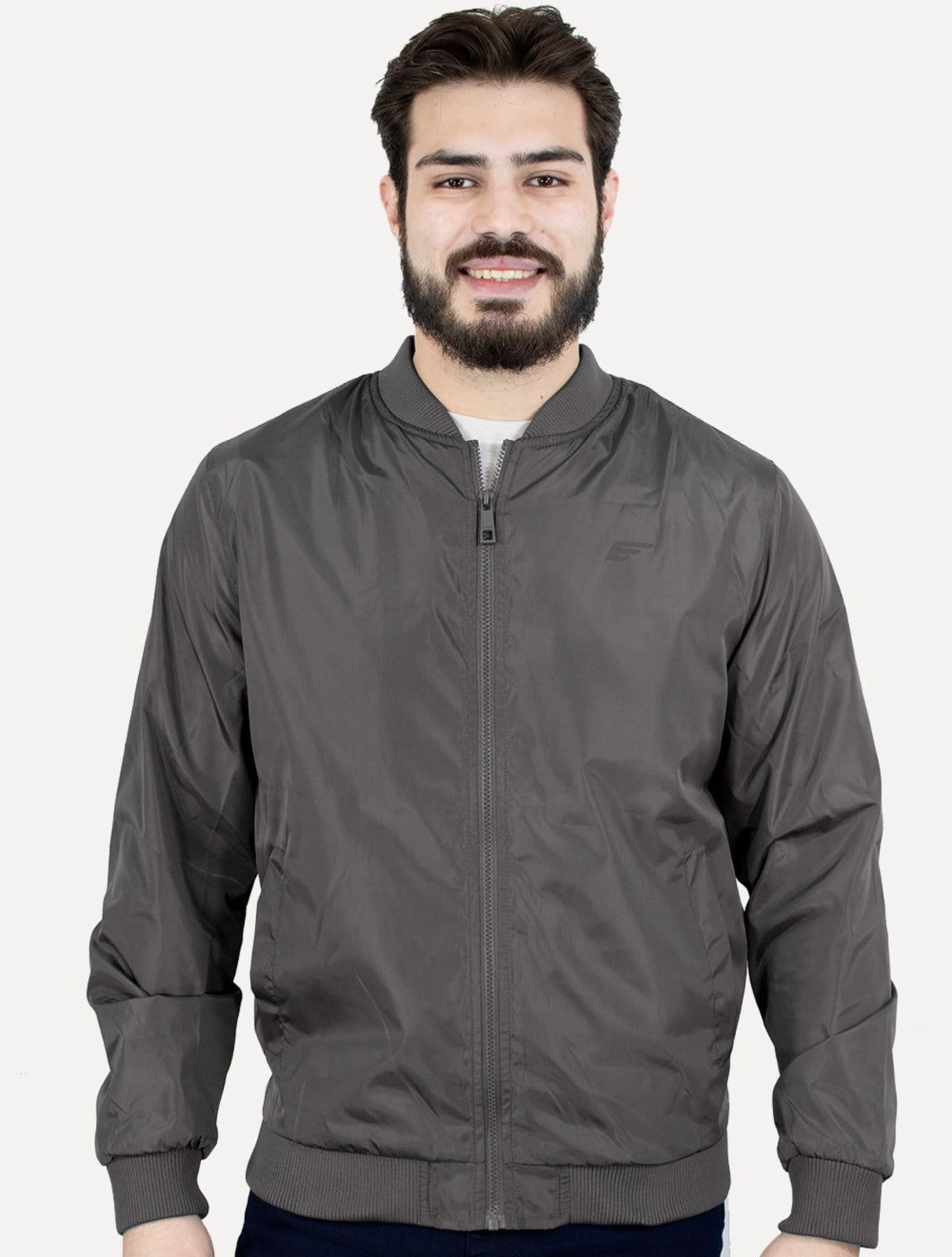 Vista principal Jaqueta Ellus Masculina Nylon Light Bomber Pocket Ellus grafite