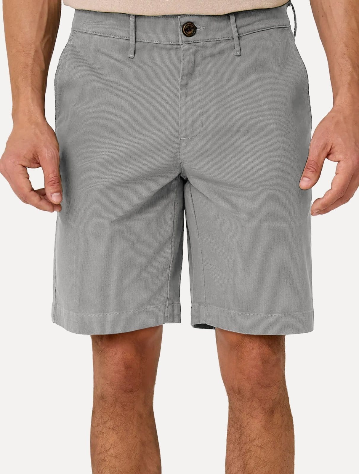 Vista principal Bermuda Dudalina Masculina Sarja Right Textura Claro Dudalina cinza