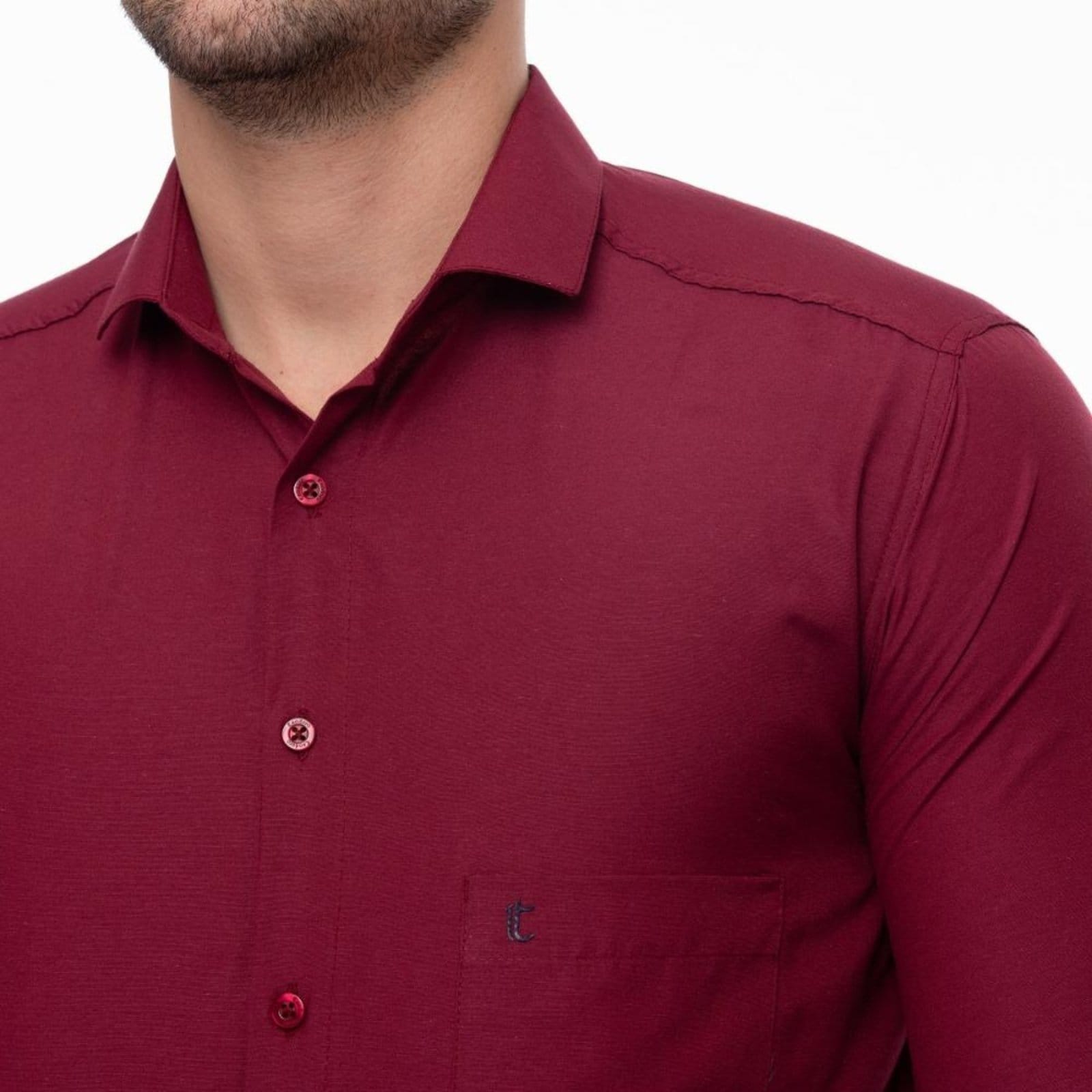 Camisa Social Slim Masculina Teodoro Manga Longa Elegante Cinza G Verde Vinho - 2