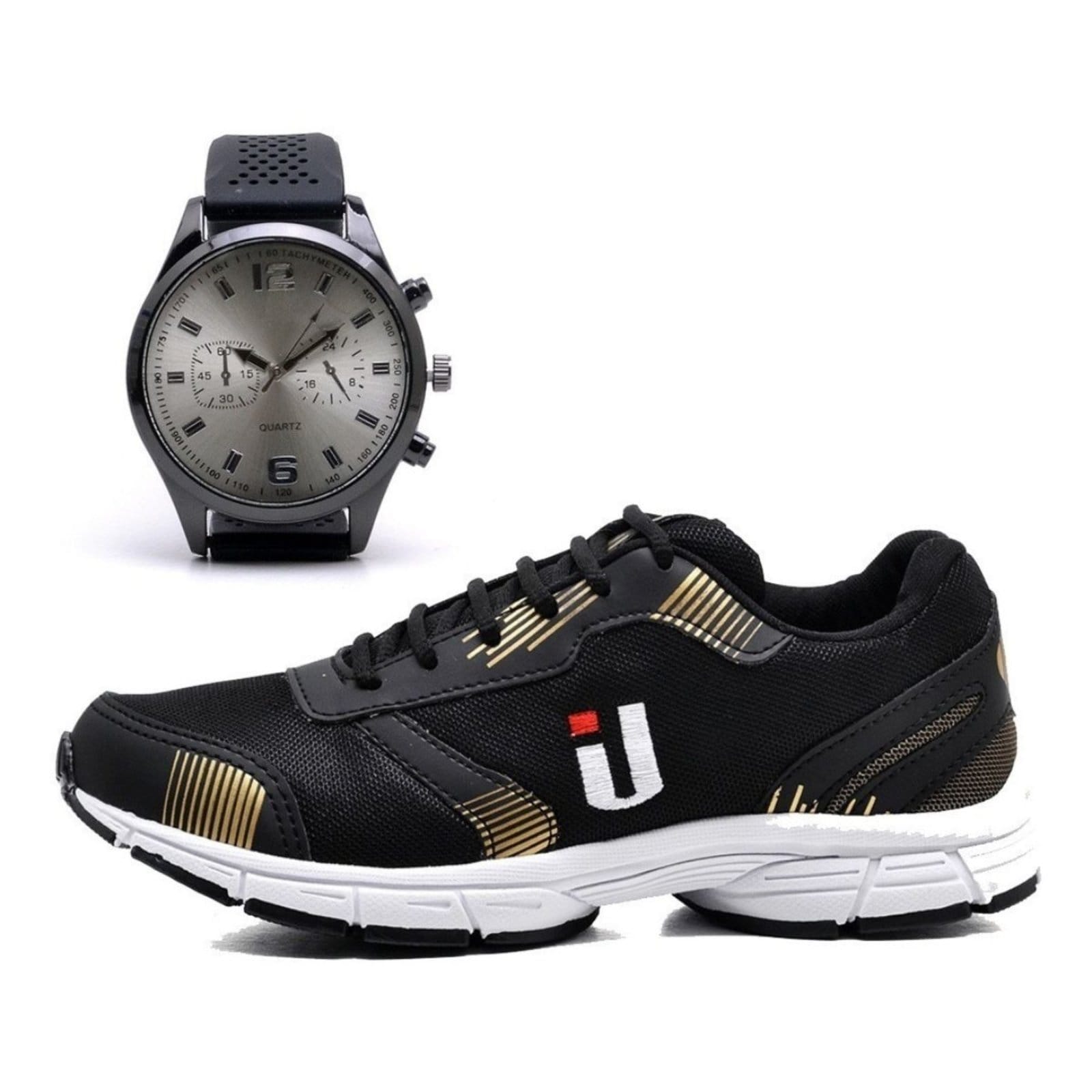 Tênis Casual Masculino Academia Corrida Leve Super Resistente Lançamento com Mais Relógio Promoção