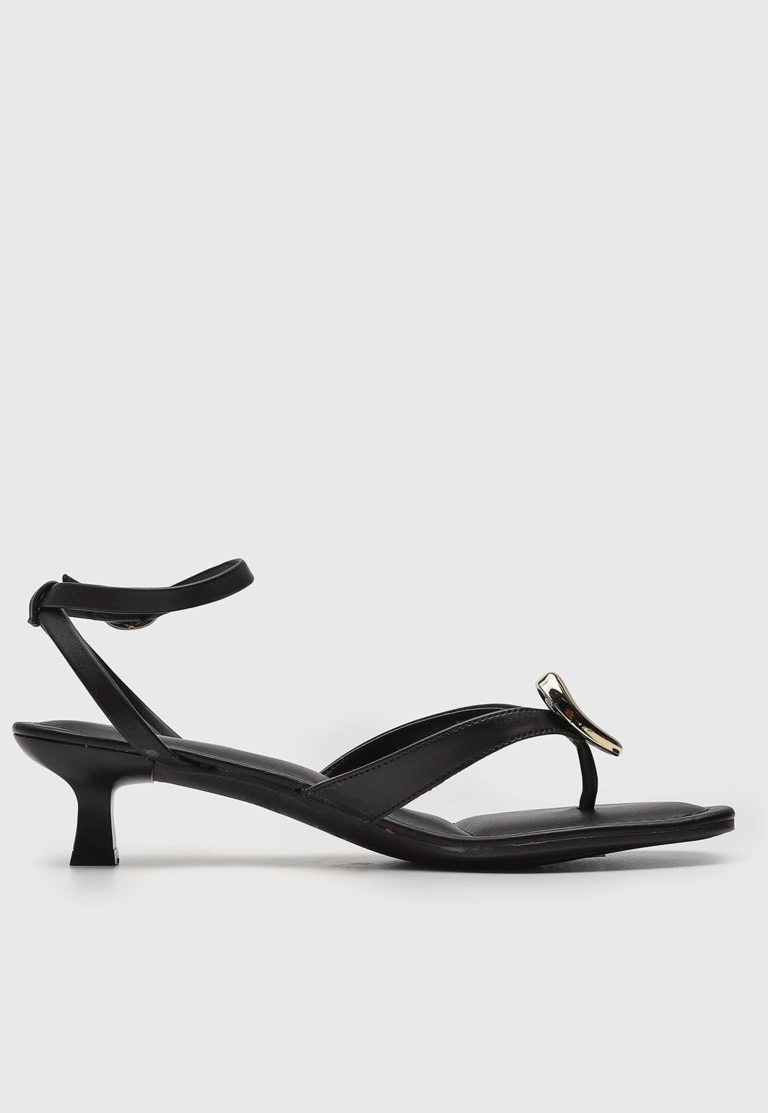 Vista 2 Sandália Feminina Via Uno Salto Baixo Ponta Quadrada Preta VIA UNO preto