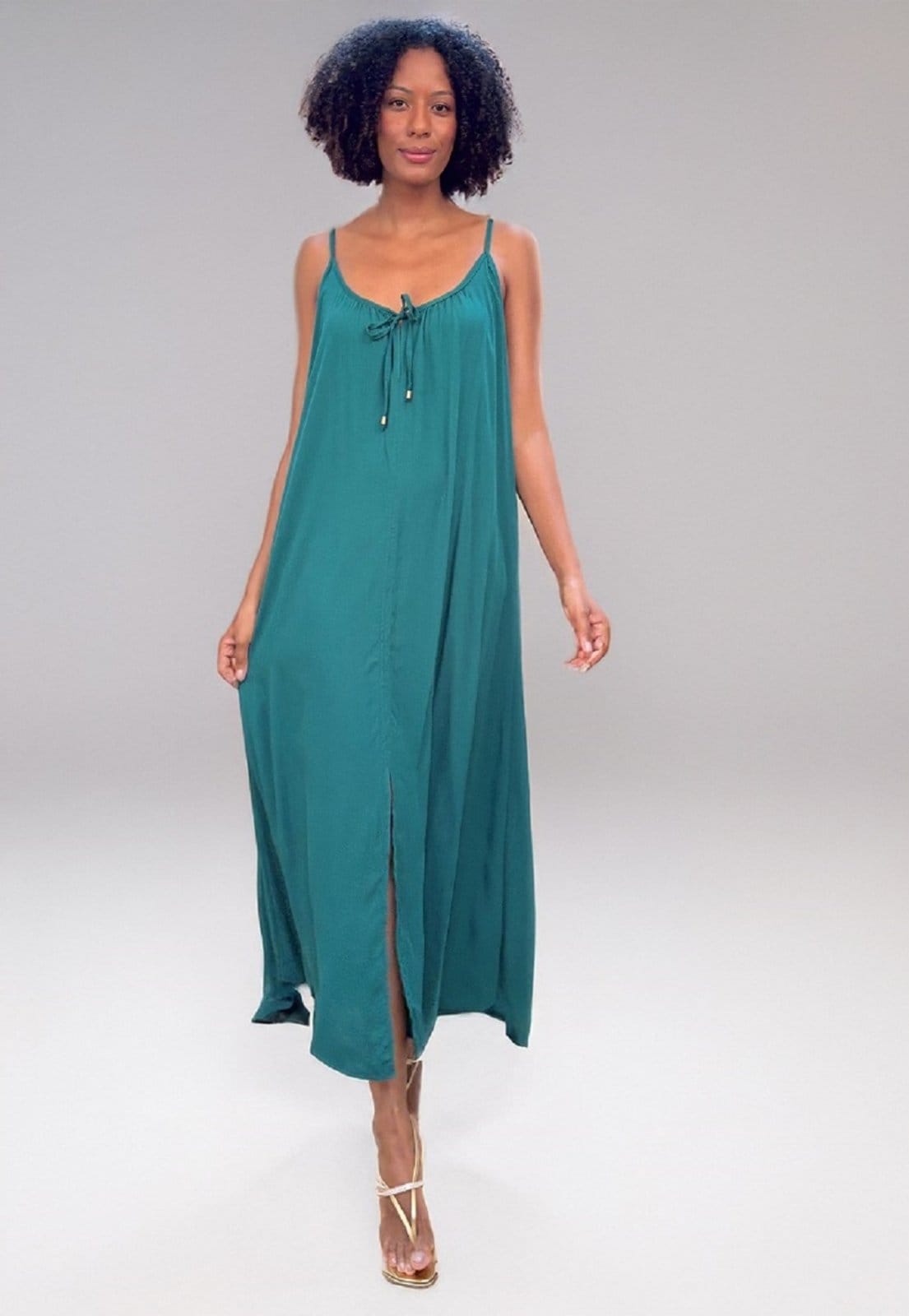 Vista 2 Vestido Midi Amplo Amazonia Vital verde