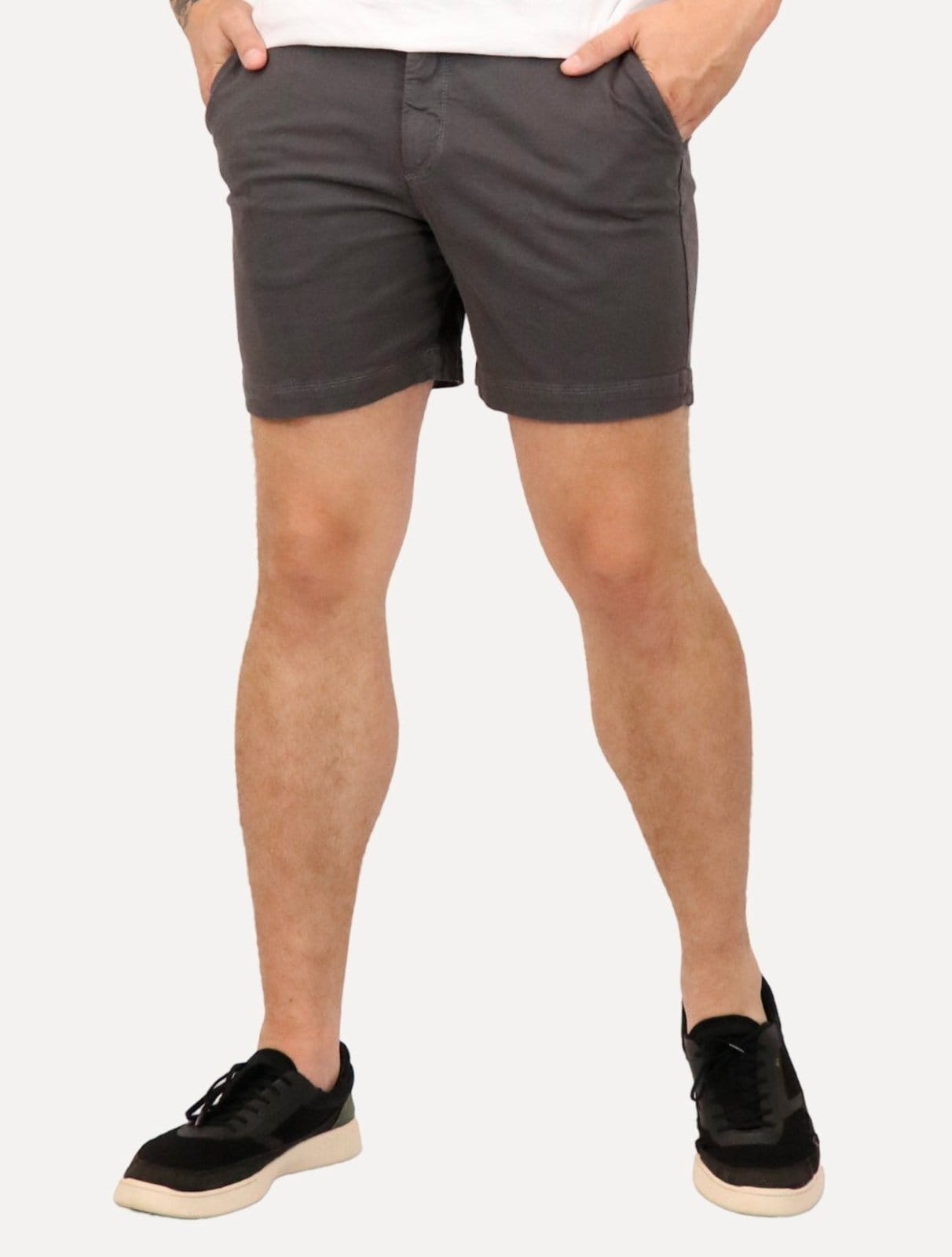 Bermuda Sergio K Masculina Chino Sarja Elastano Fivela Chumbo