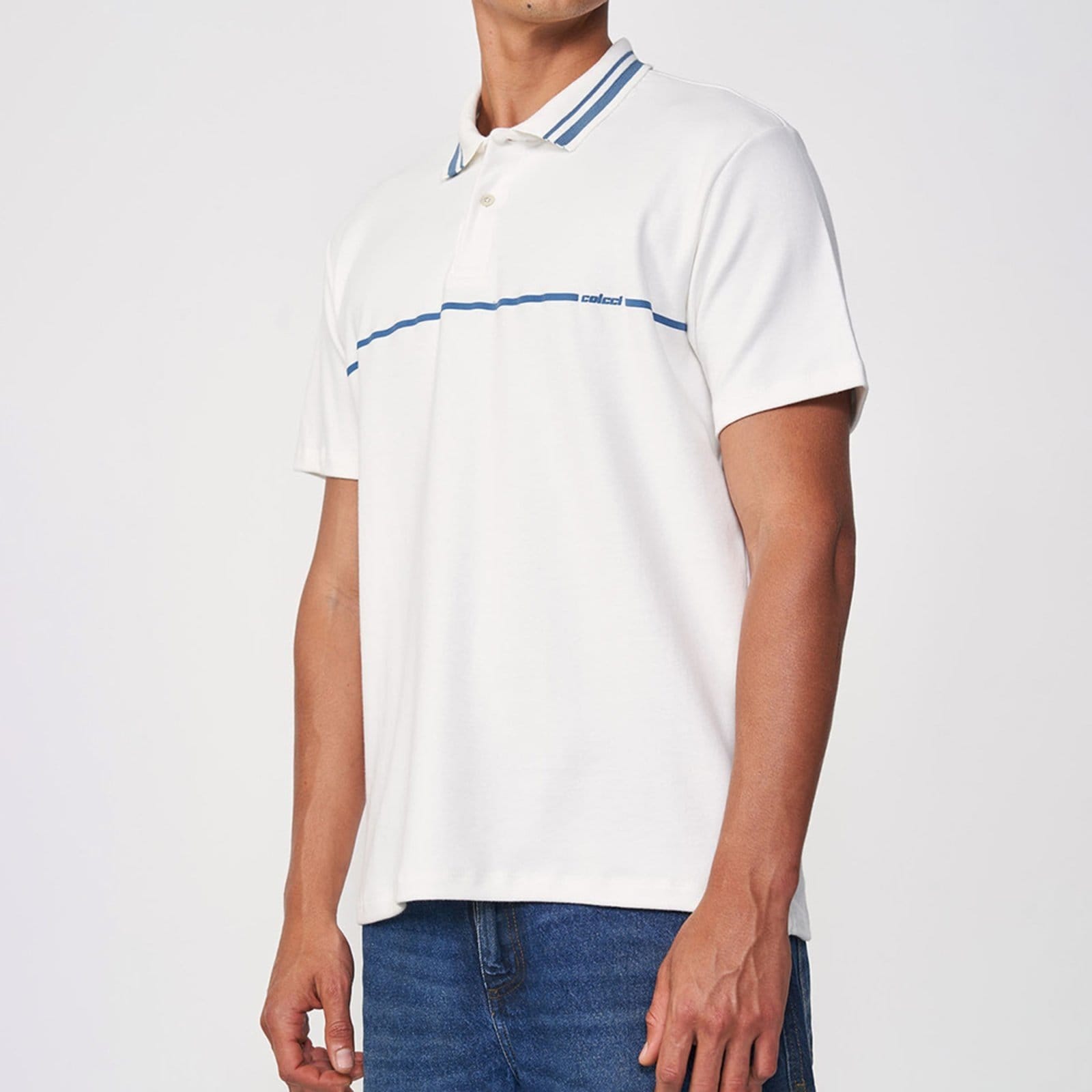 Vista principal Camisa Polo Colcci Line In25 Off White Masculino Colcci amarelo white