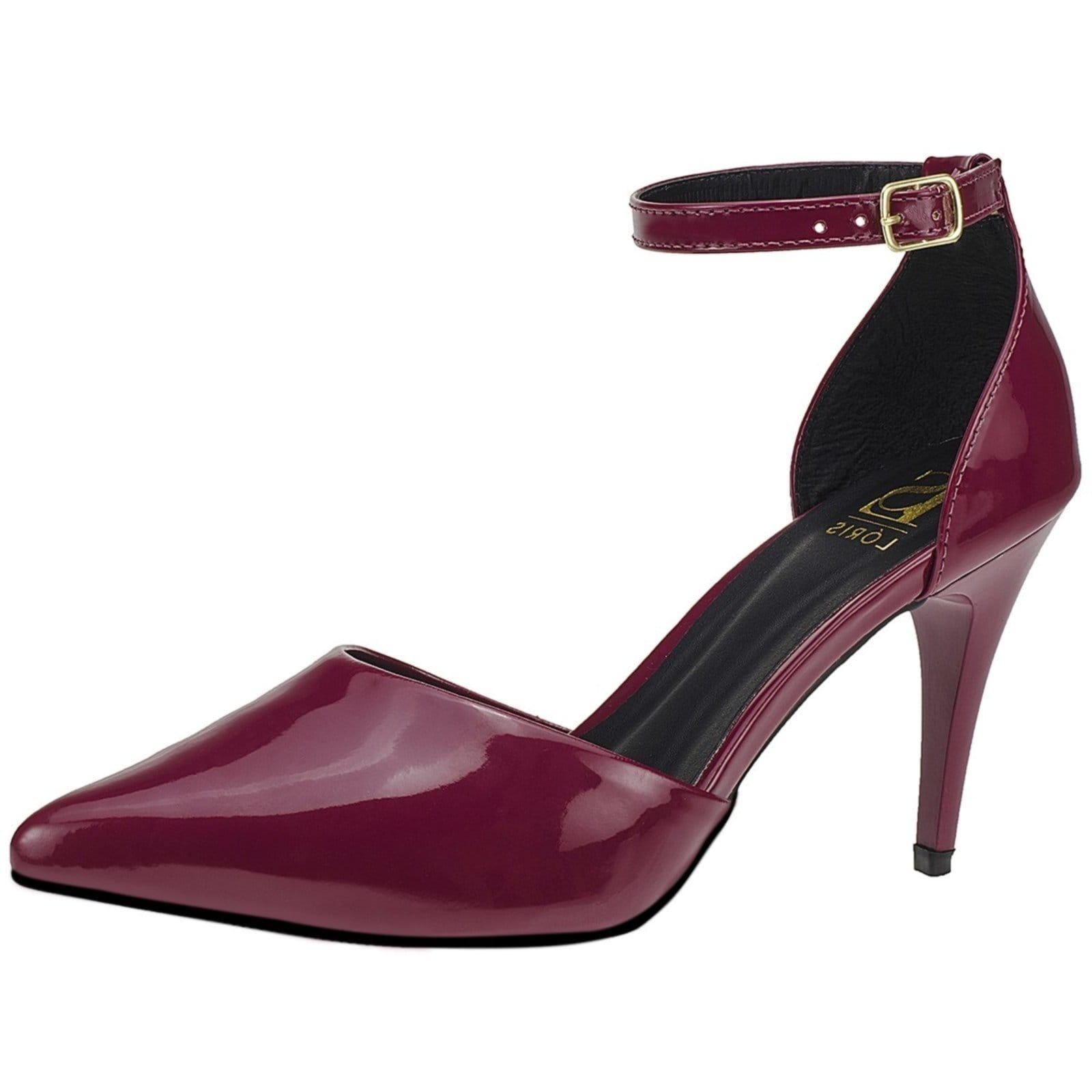 Sandália Salto Alto Lóris Shoes Scarpin de Fivela Sapato Bico Fino Stilleto 9000 Marsala