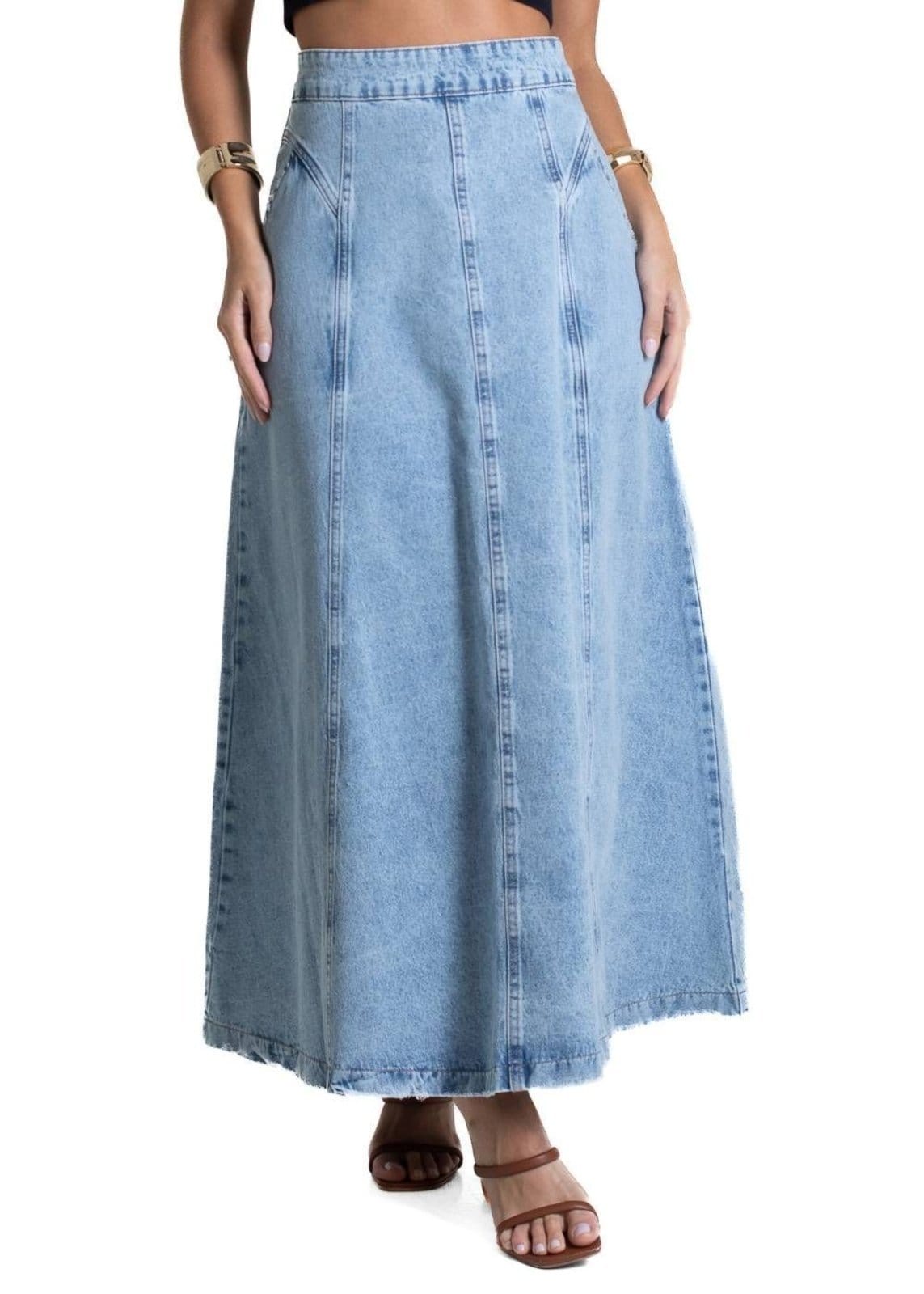 Vista principal Saia Jeans Sawary Midi - 281999 Sawary azul