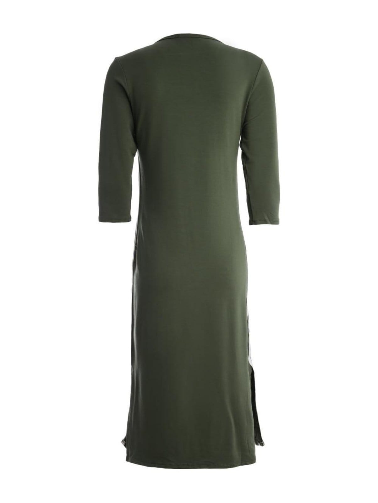 Vista 2 Vestido Midi Manga 3/4 Autentique Feminino VERDE/BRANCO Autentique unico verde