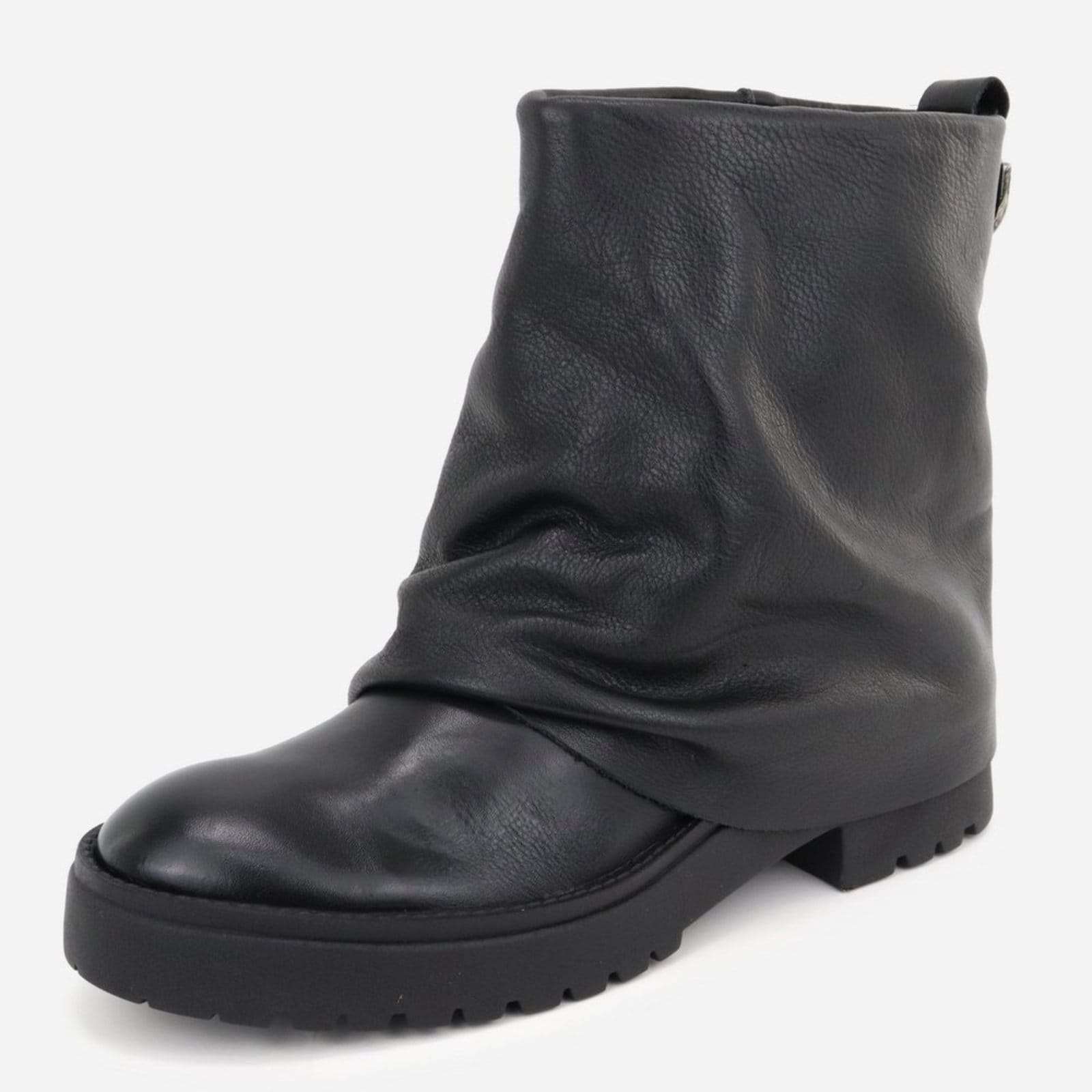 Bota Coturno slouchy Enrugado Fashion Estilo Conforto Couro Legitimo Maria Paula