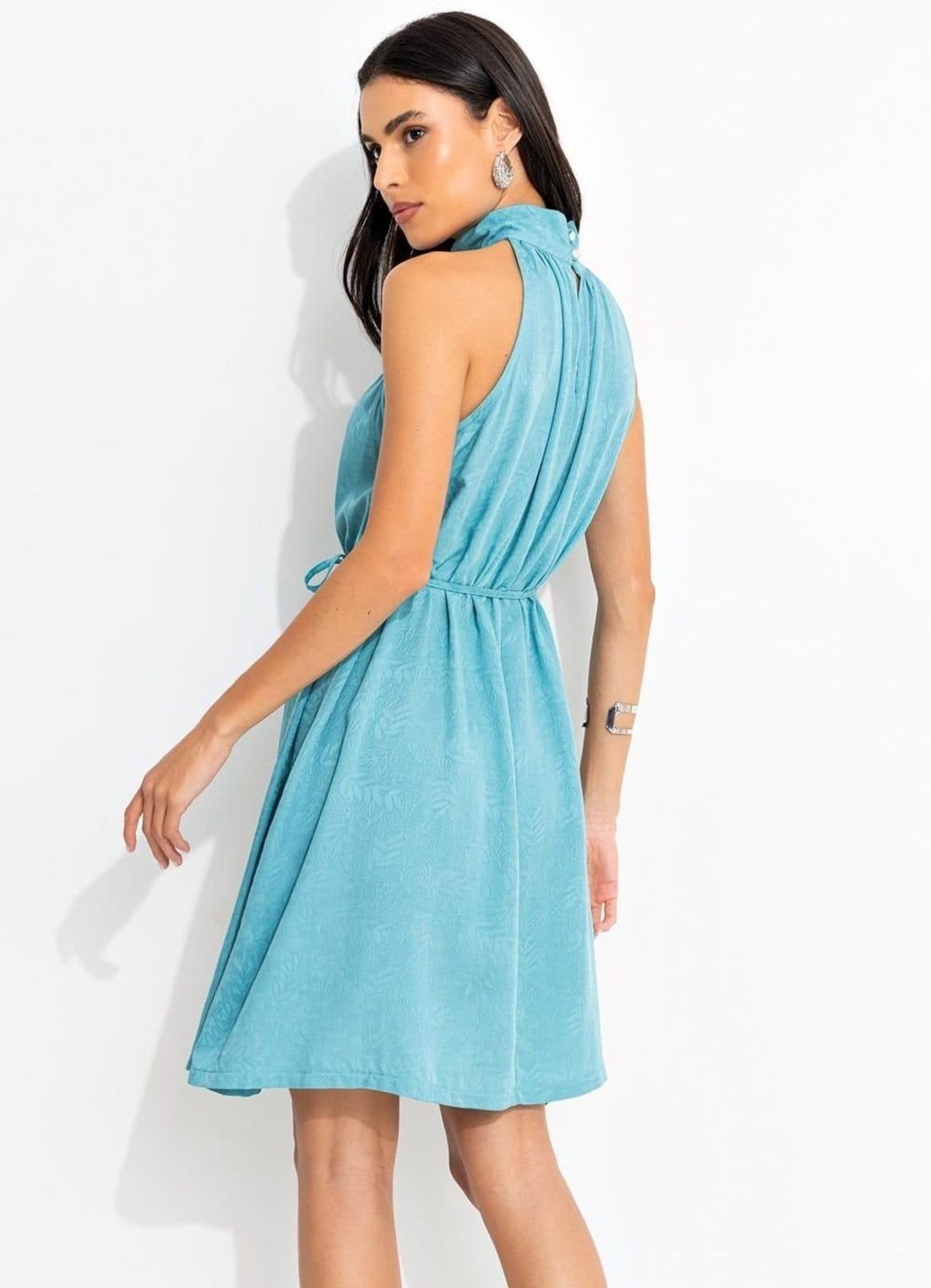 Vista 2 Vestido Tecido Jacquard Quintess verde