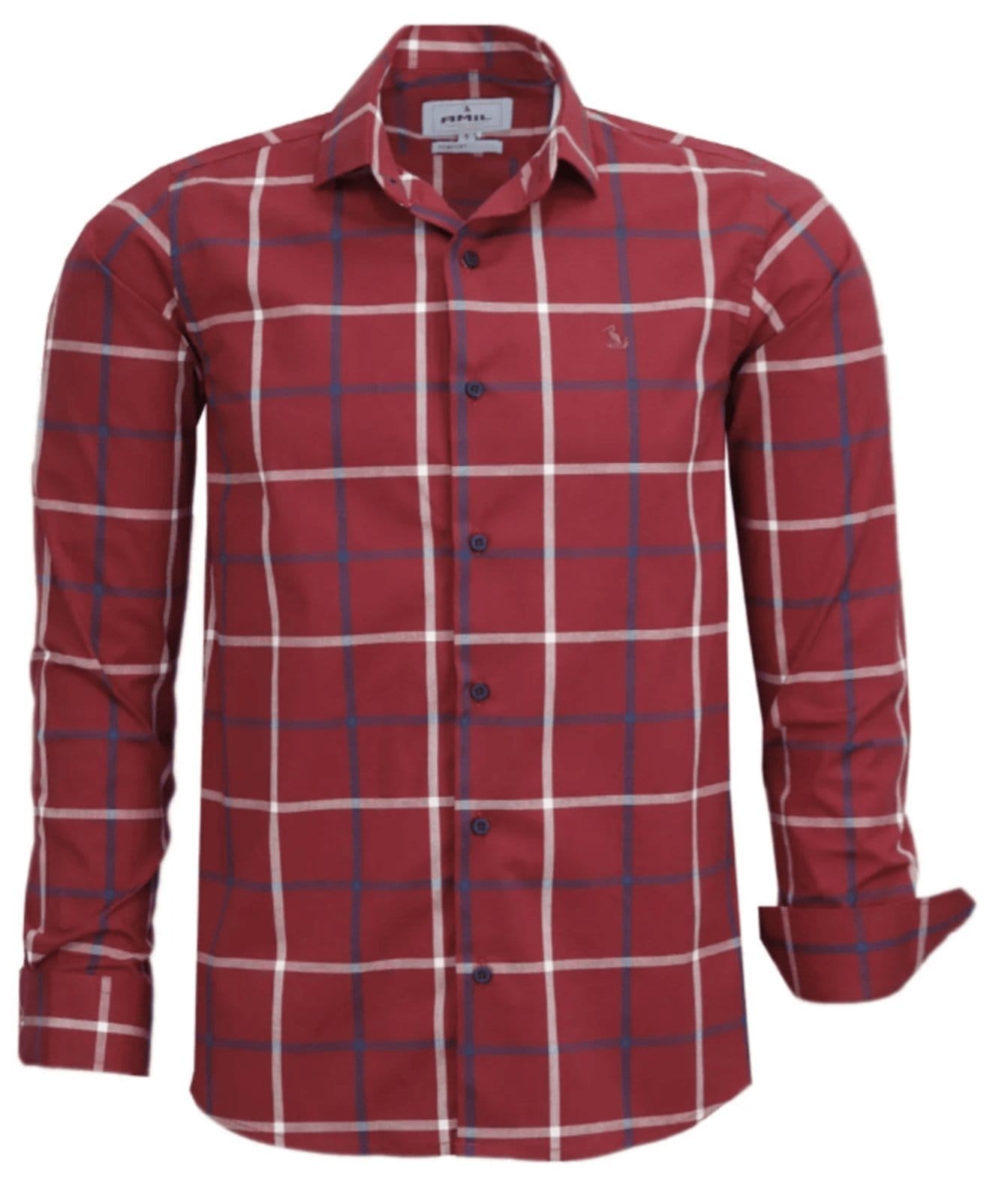 Camisa Casual Amil Com Elastano Comfort Xadrez Owen Manga longa Luxo Cor05