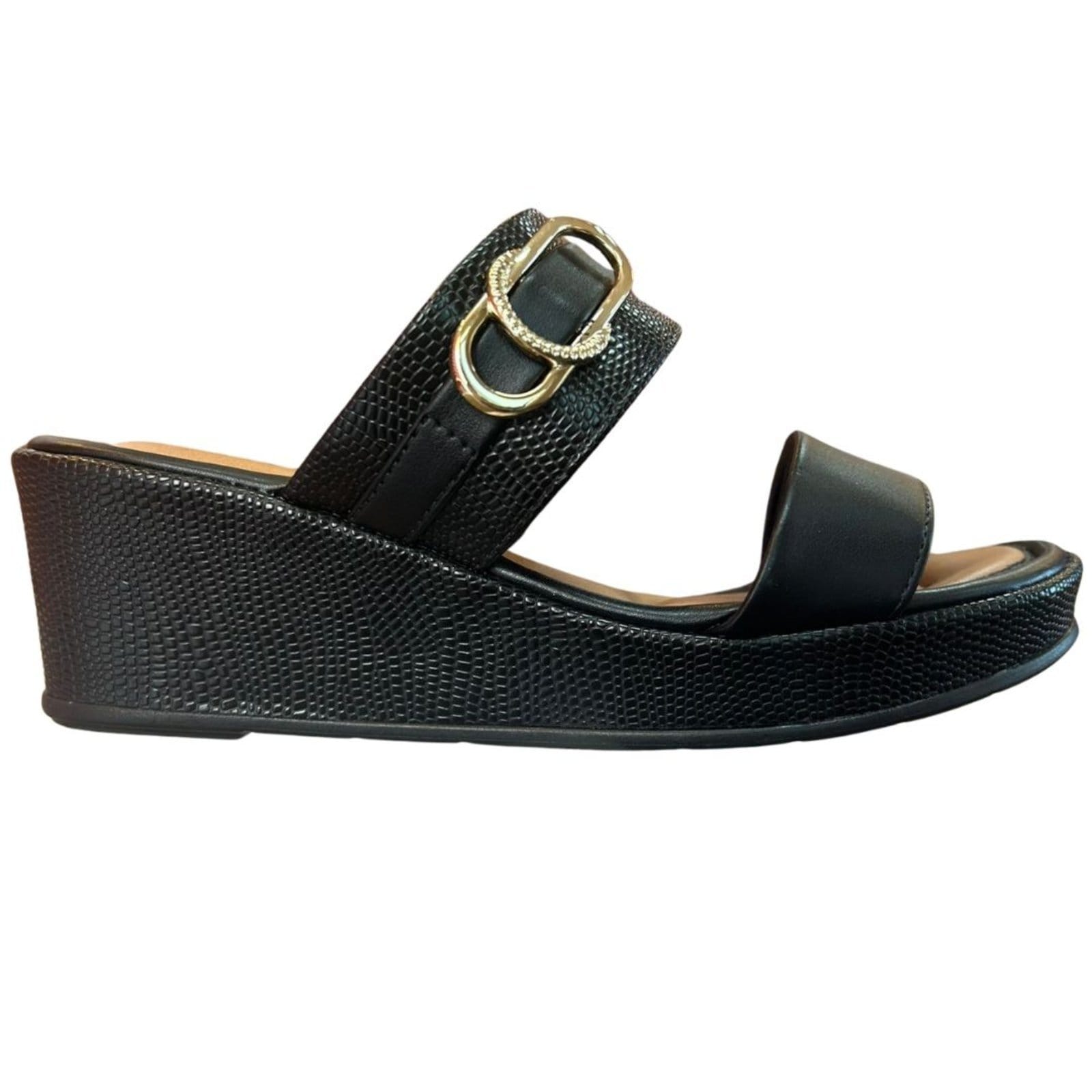 Vista 2 Tamanco Feminino Anabela Macia Comfortflex 2653301-3 Comfortflex preto