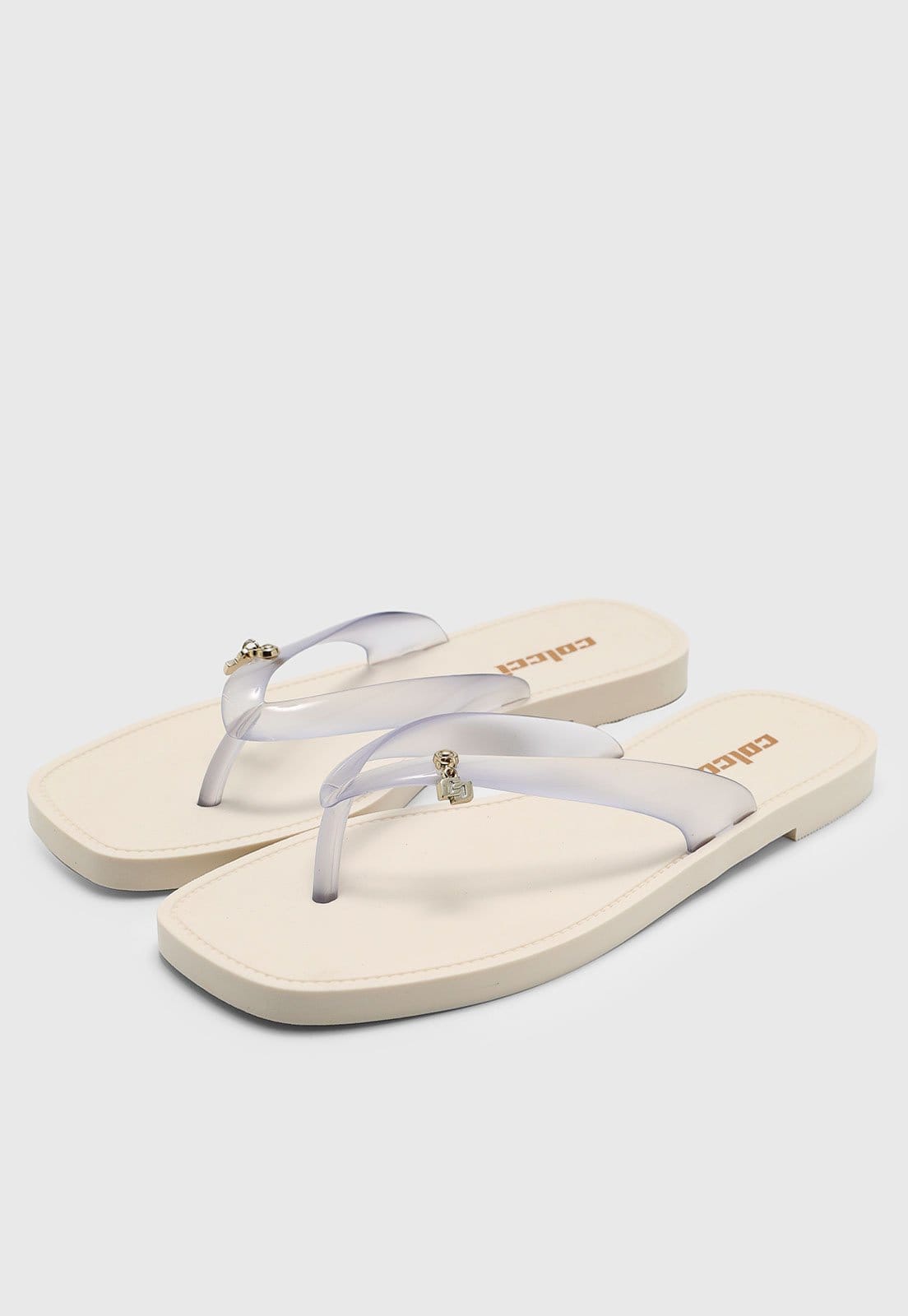 Vista 2 Chinelo Dedo Feminino Colcci Tiras Translúcidas Off-White Colcci off-white white