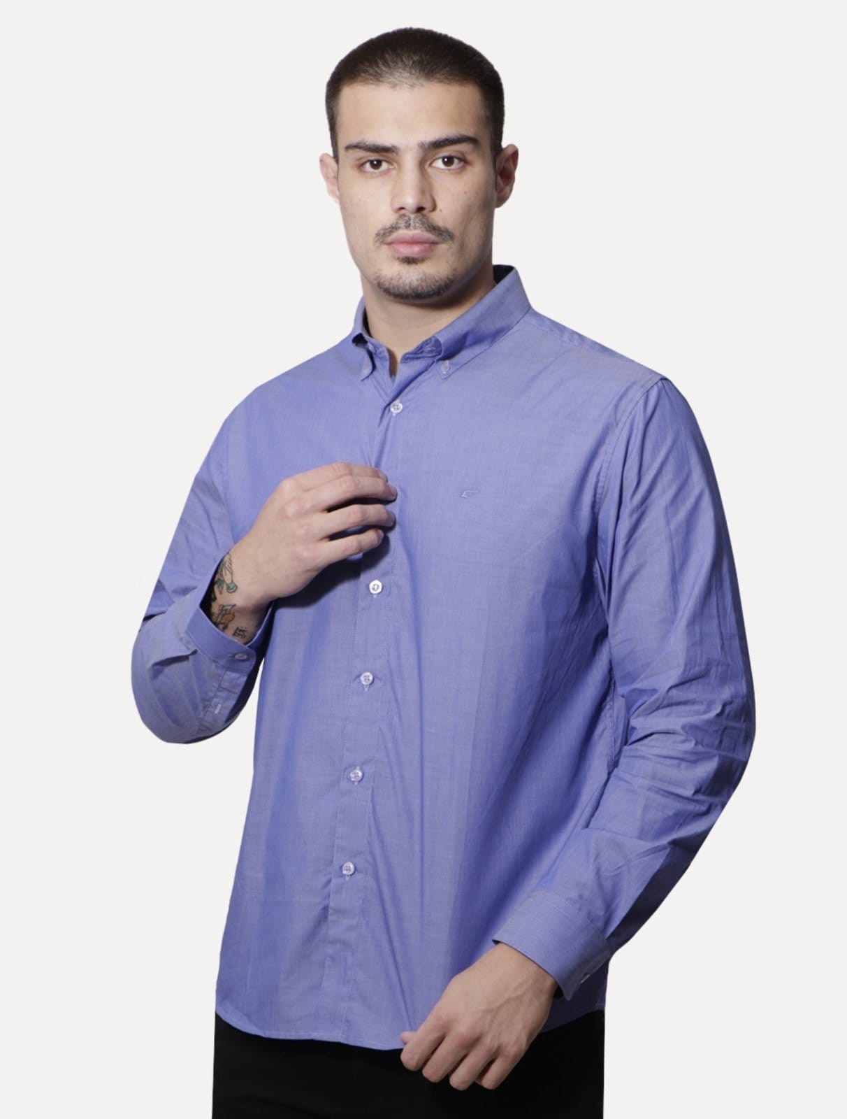 Vista principal Camisa Ellus Masculina Tricoline Water Stripe Classic Ellus azul