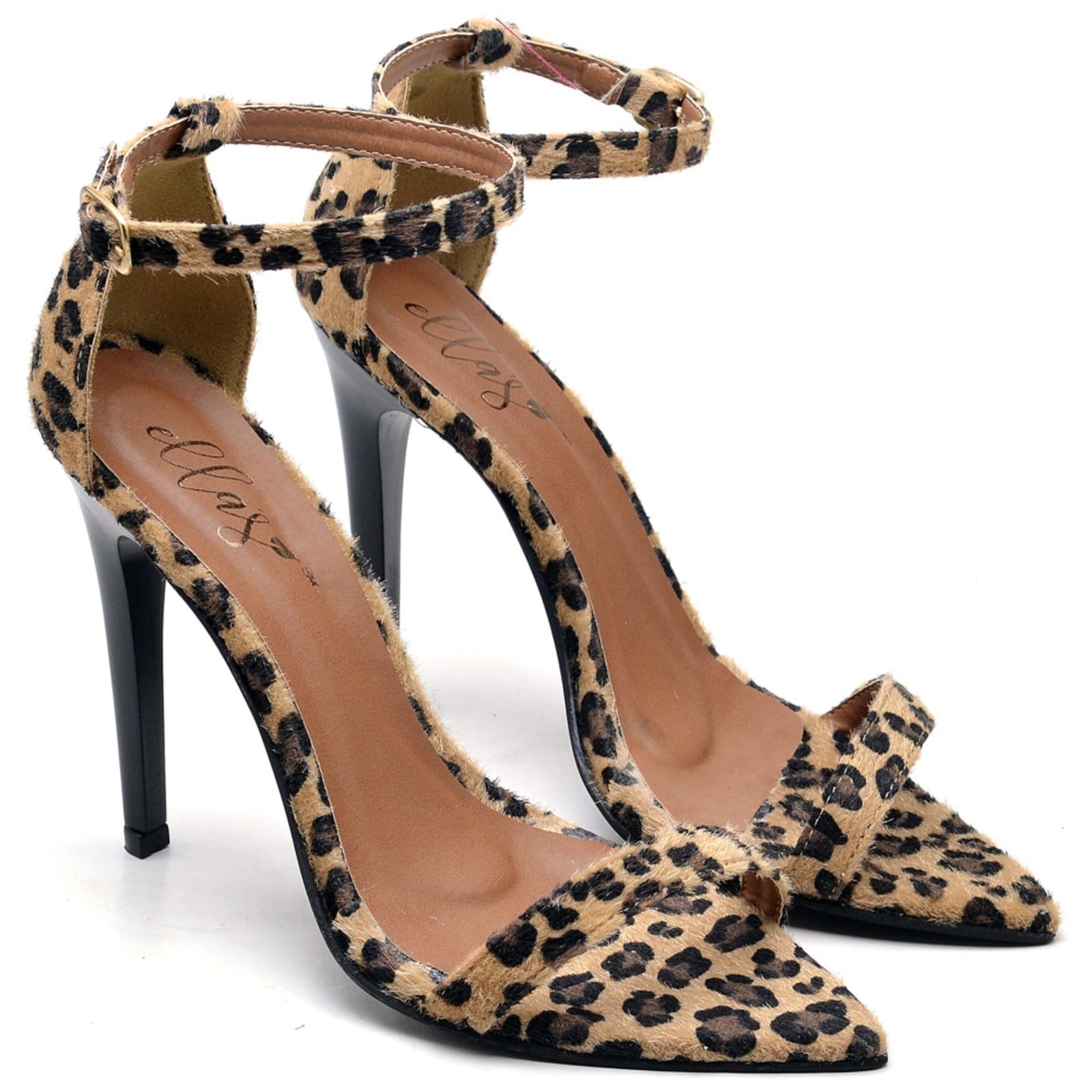 Sandália Bico Folha Salto Alto Fino Tiras Finas Pelo Ella's