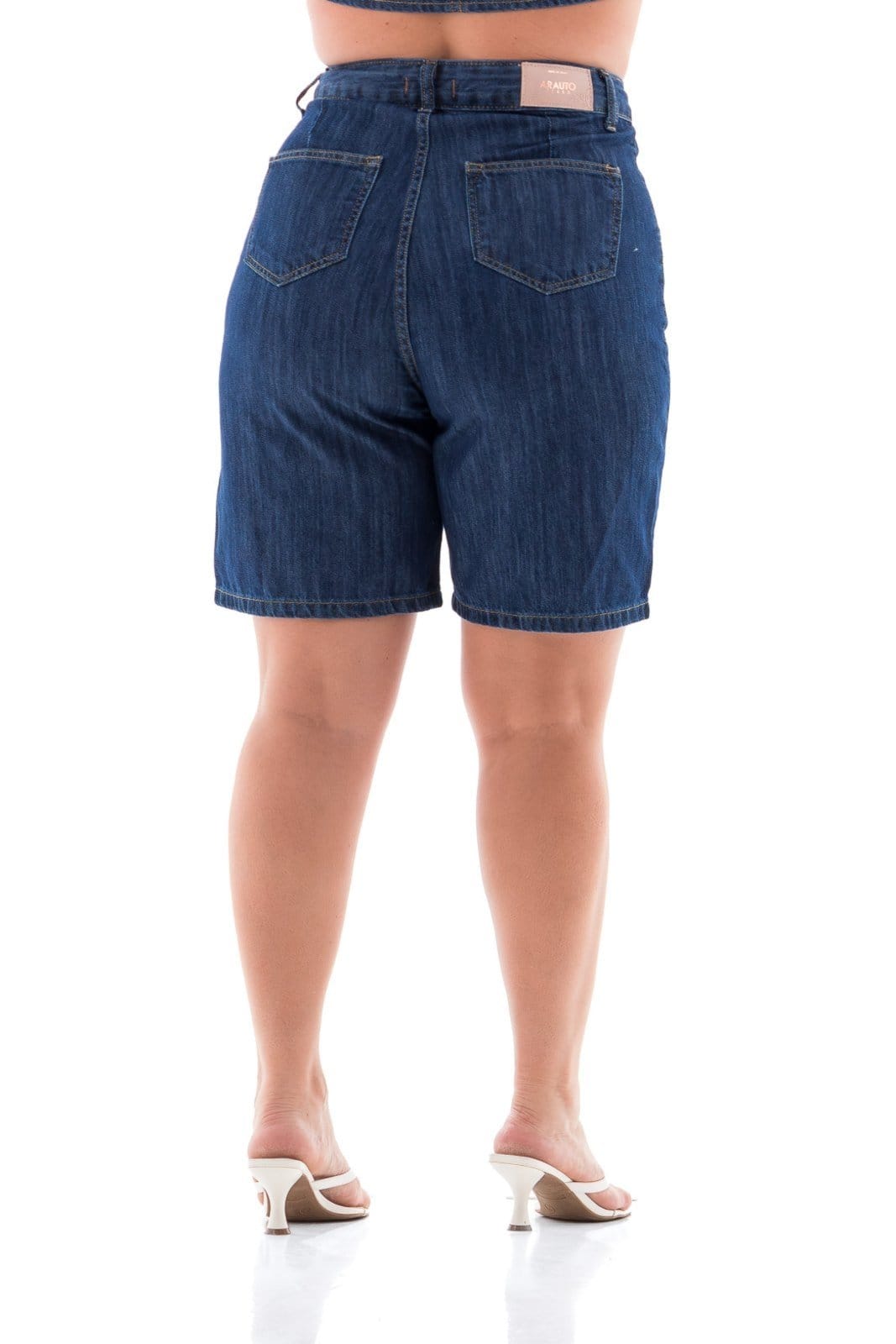 Vista 2 Jorts Jeans Feminino Arauto Mom Premium Denim ARAUTO JEANS azul marinho denim