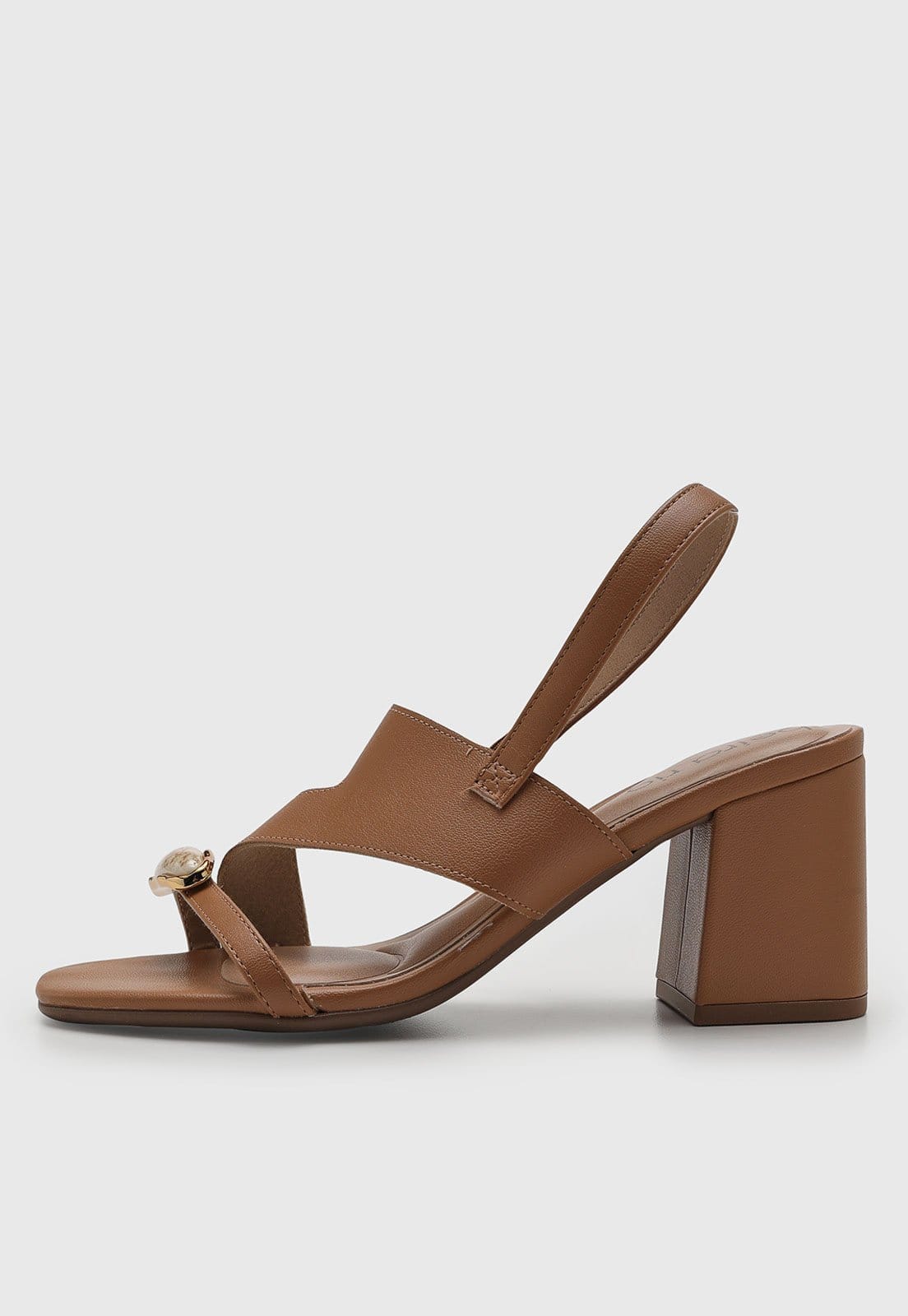 Sandália Feminina Beira Rio Salto Bloco Detalhe Dourado