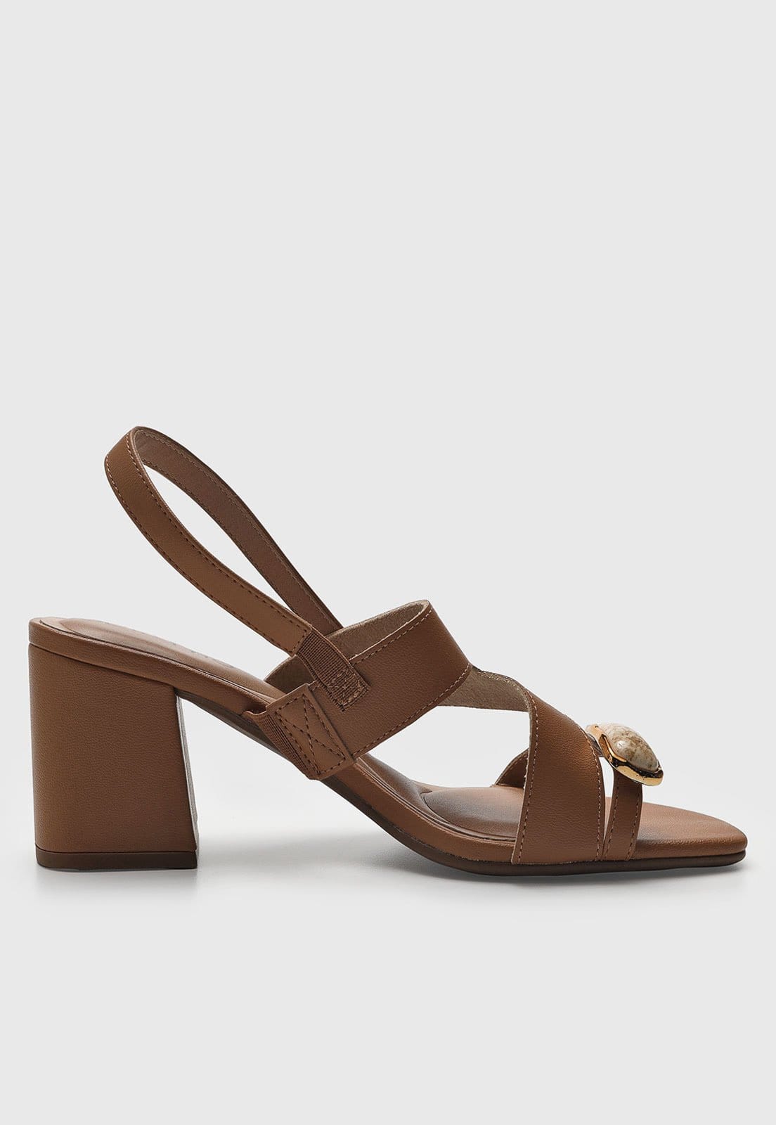 Vista 2 Sandália Feminina Beira Rio Salto Bloco Detalhe Dourado BEIRA RIO marrom