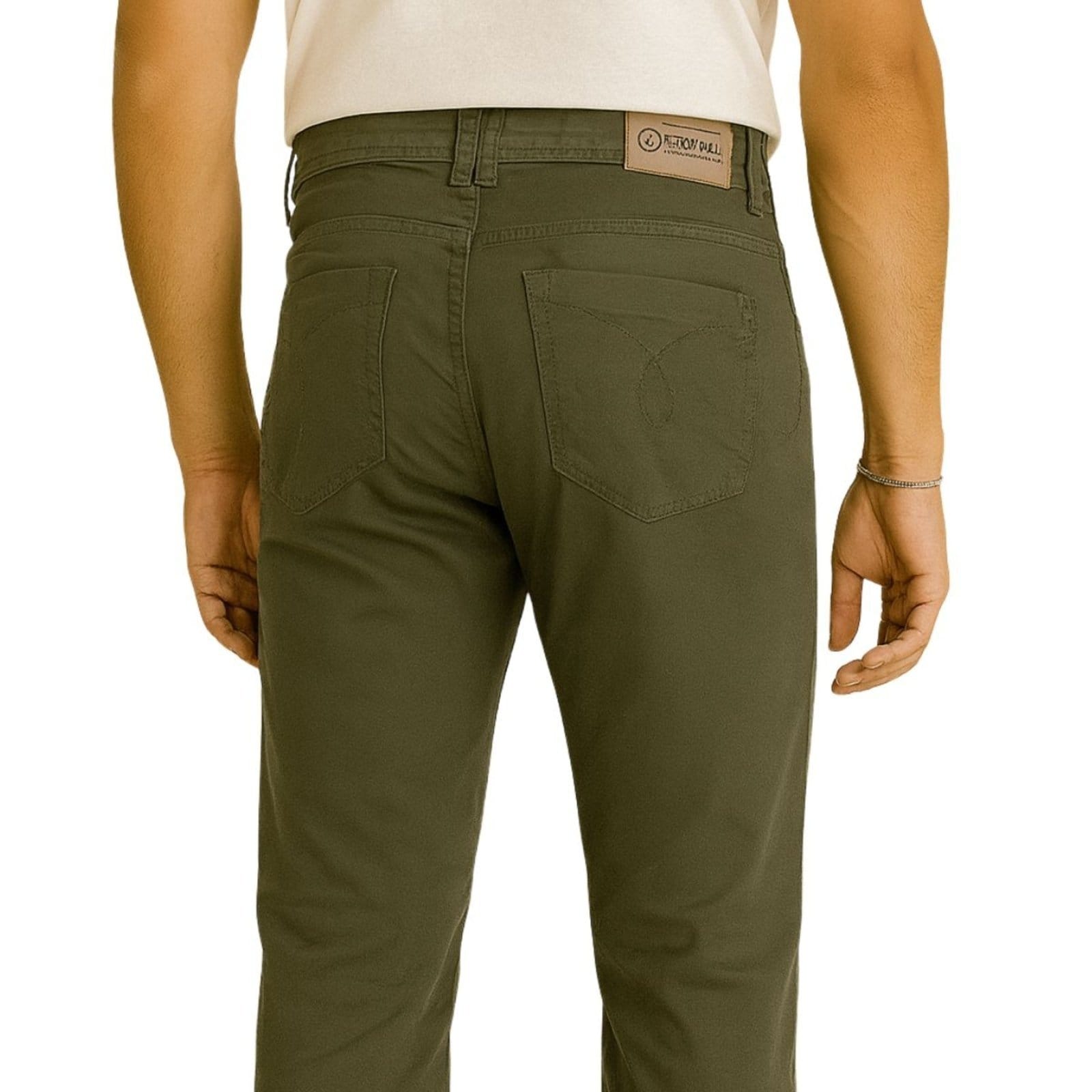 Vista 2 Calça Masculina FMF Sarja Militar Reta Conforto e Estilo Casual FMF verde