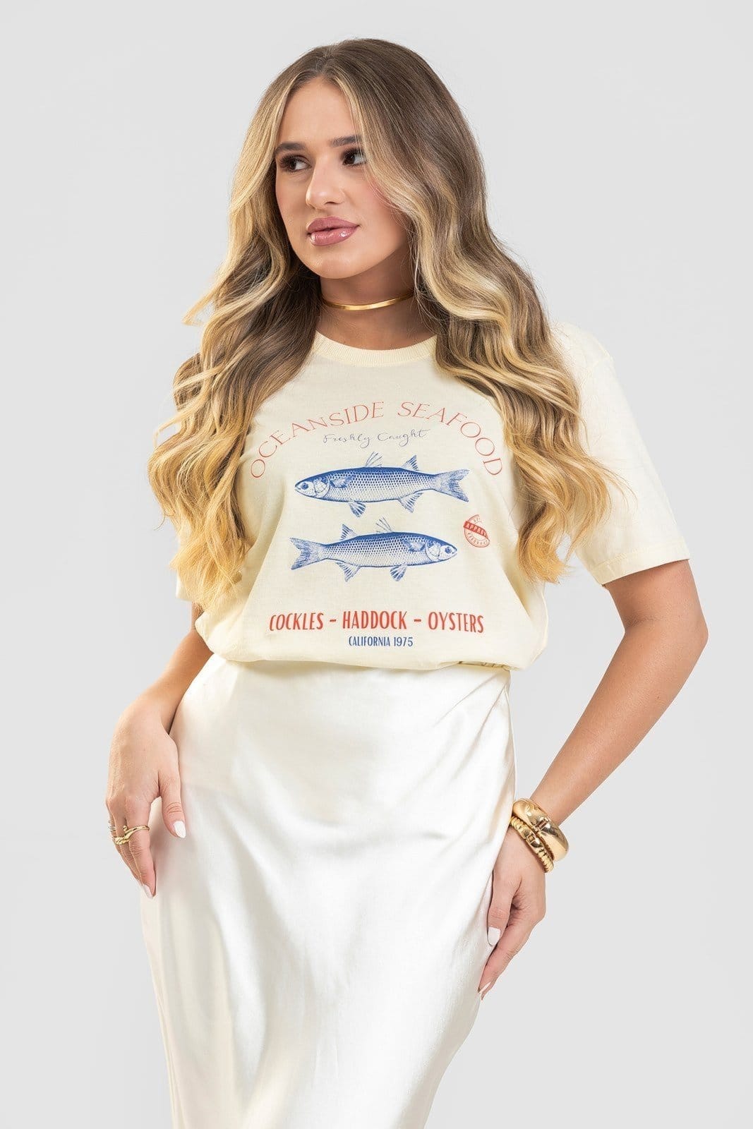 Vista 2 Camiseta Feminina Cianitas Amarela Estampa Oceanside Seafood Cianitas amarelo