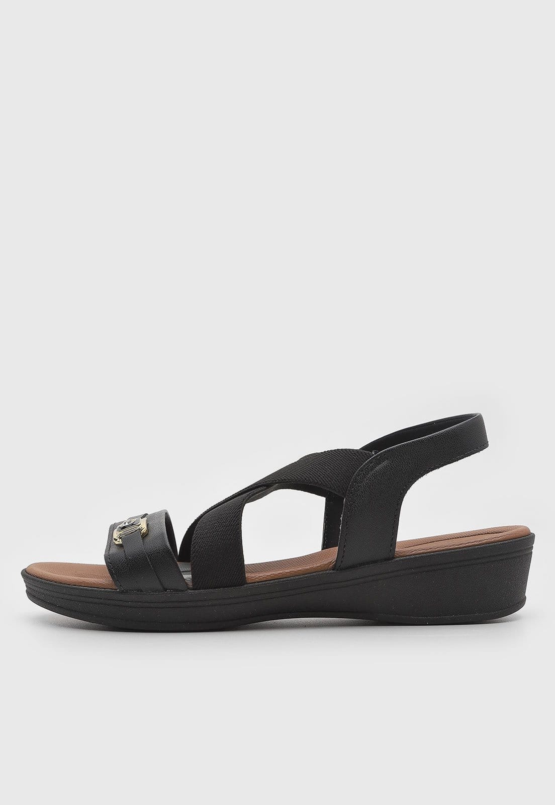 Vista principal Sandália Feminina Usaflex Anabela Baixa Preta Usaflex preto