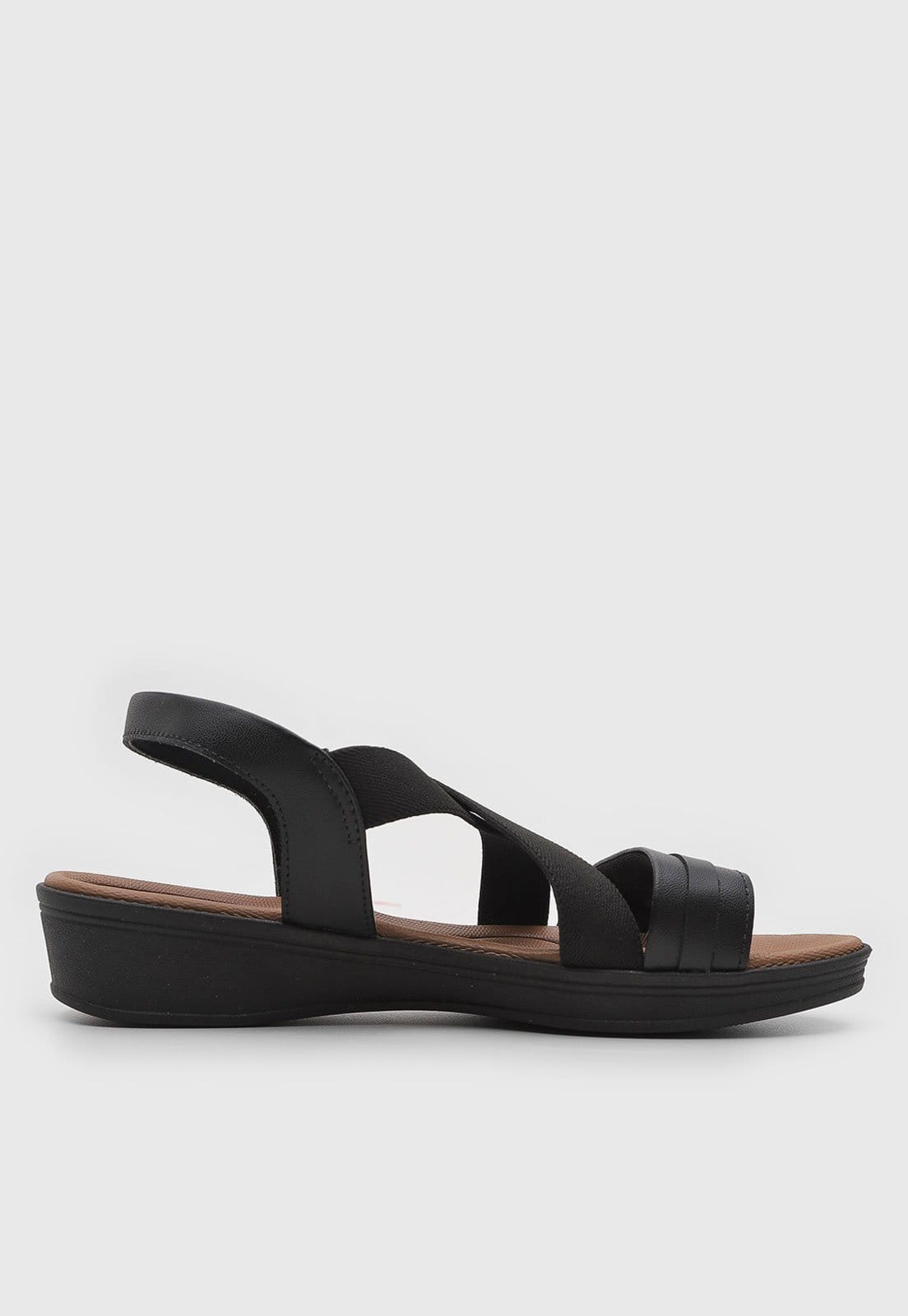 Vista 2 Sandália Feminina Usaflex Anabela Baixa Preta Usaflex preto