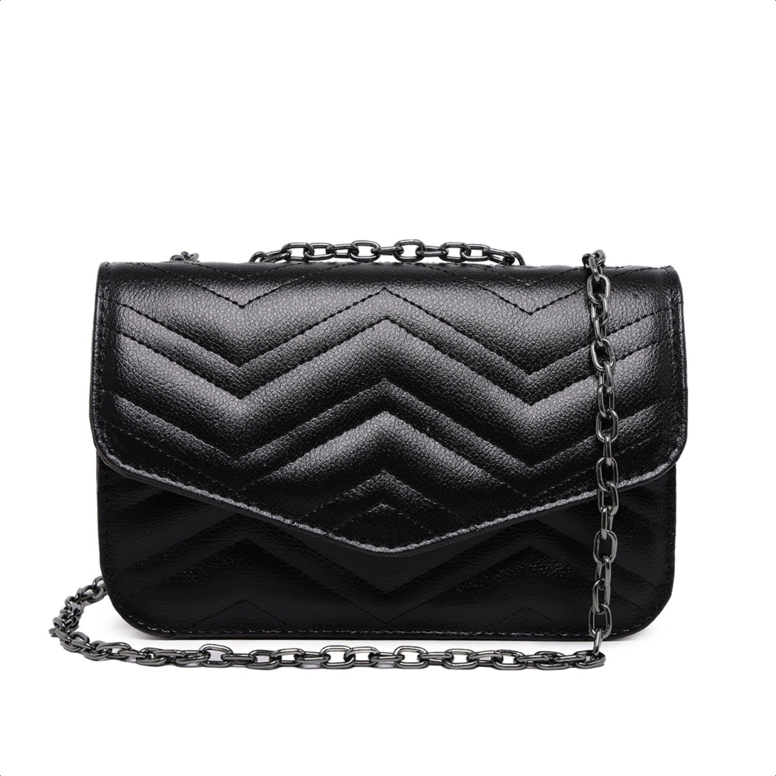 Bolsa Feminina Preta Clutch Pequena De Mão De Ombro Alça Corrente Carmelo Shoes Festa Balada