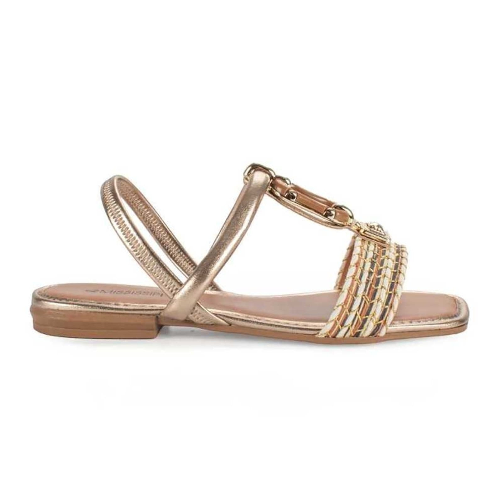 Vista 2 Sandália Feminina Mississipi Rasteira Detalhe Metalico Trançado MISSISSIPI bronze