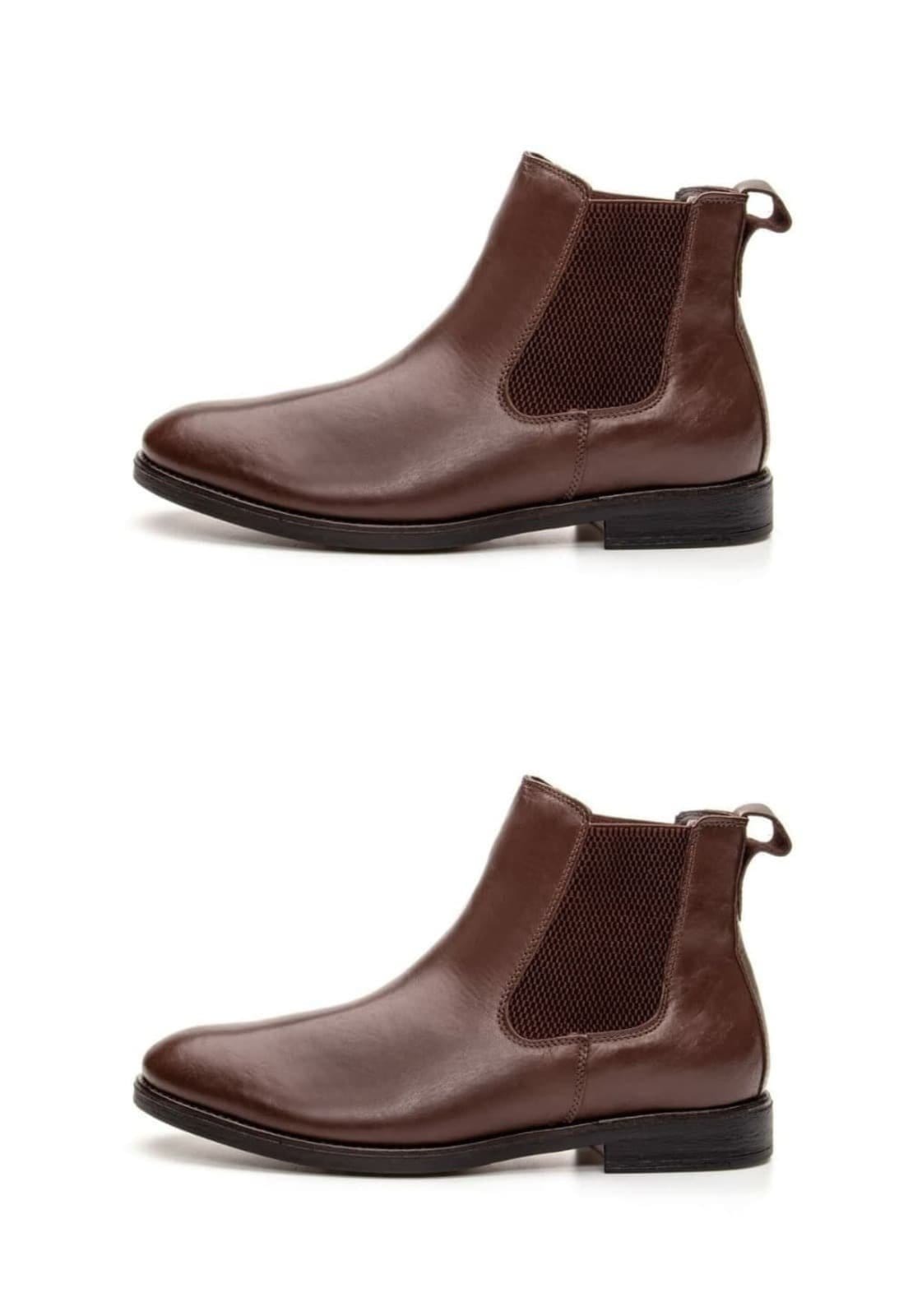 Vista principal Kit 02 Botas Masculina de Couro Chelsea Clube do Sapato de Franca DFT KIT Houston Clube do Sapato de Franca marrom