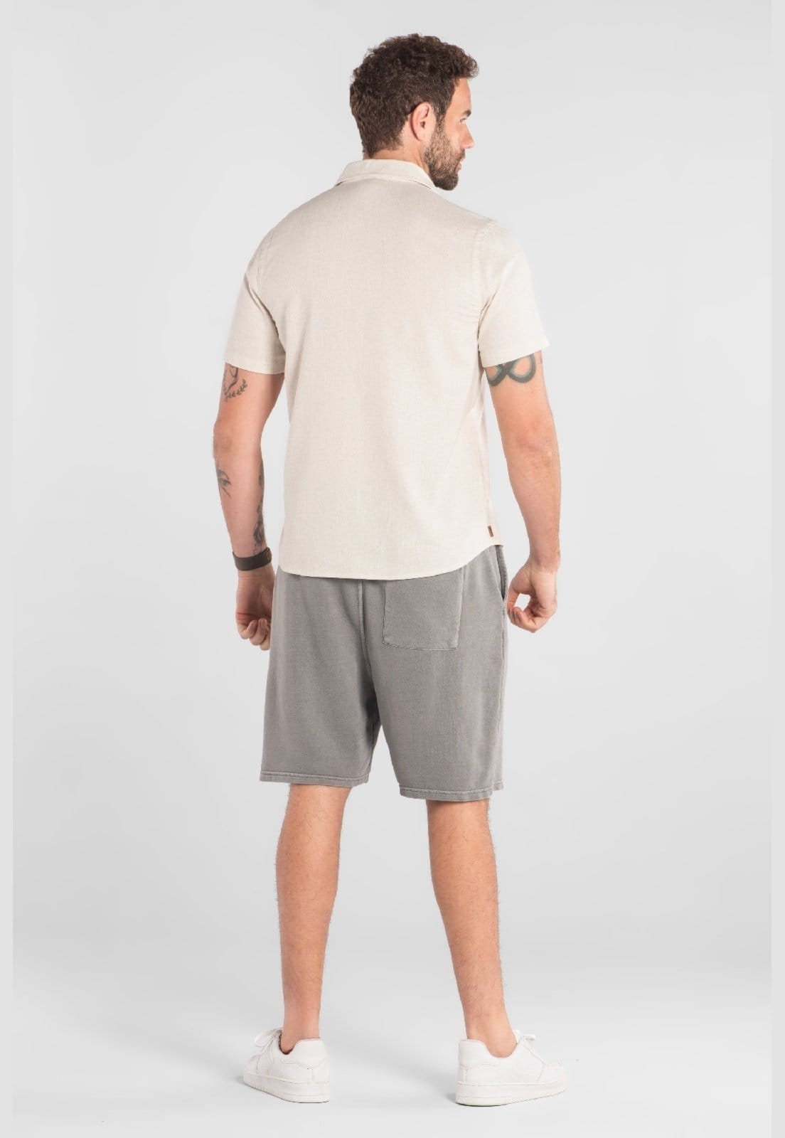 Vista 2 Camisa Social com Linho The Philippines The Philippines bege