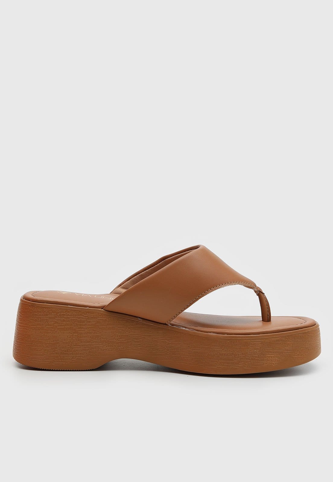 Vista 2 Tamanco Feminino VIA UNO Plataforma VIA UNO caramelo