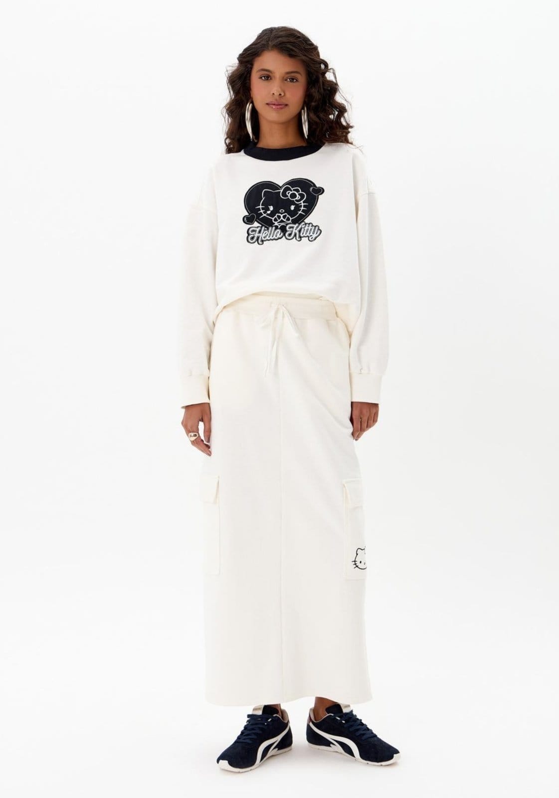 Saia Longa Moletom Hello Kitty