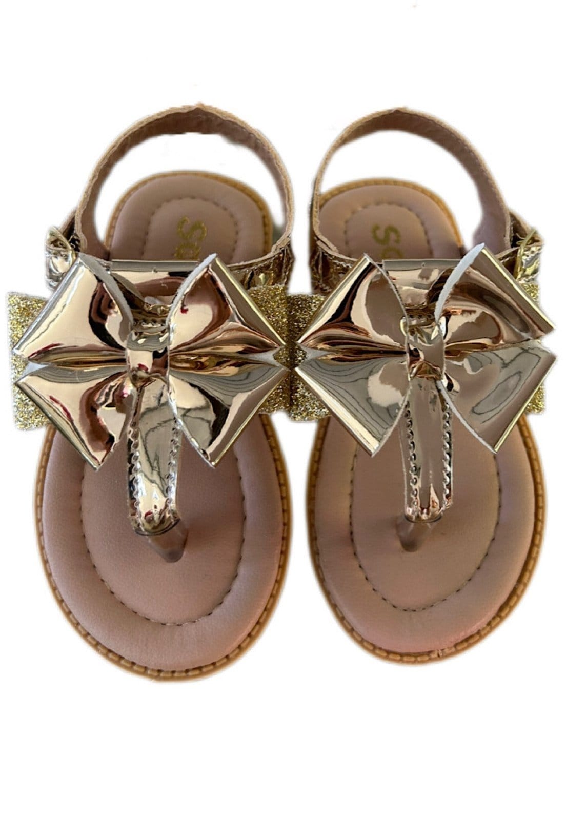Vista 2 Infantil - Sandália menina infanil Solzim de dedinho laço dourada SOLZIM CALÇADOS dourado