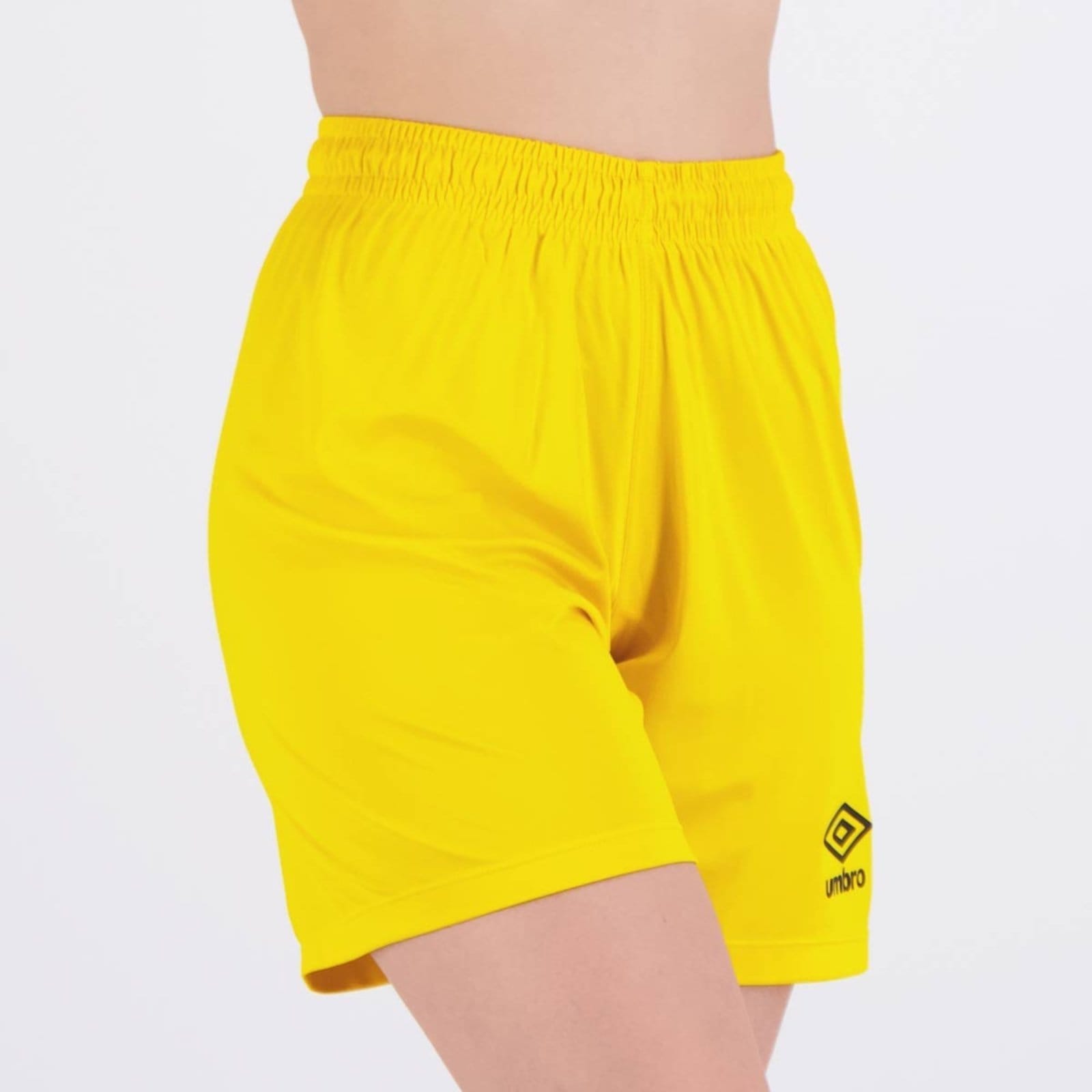 Vista 2 Calçao Umbro Club Feminino e Preto Umbro amarelo