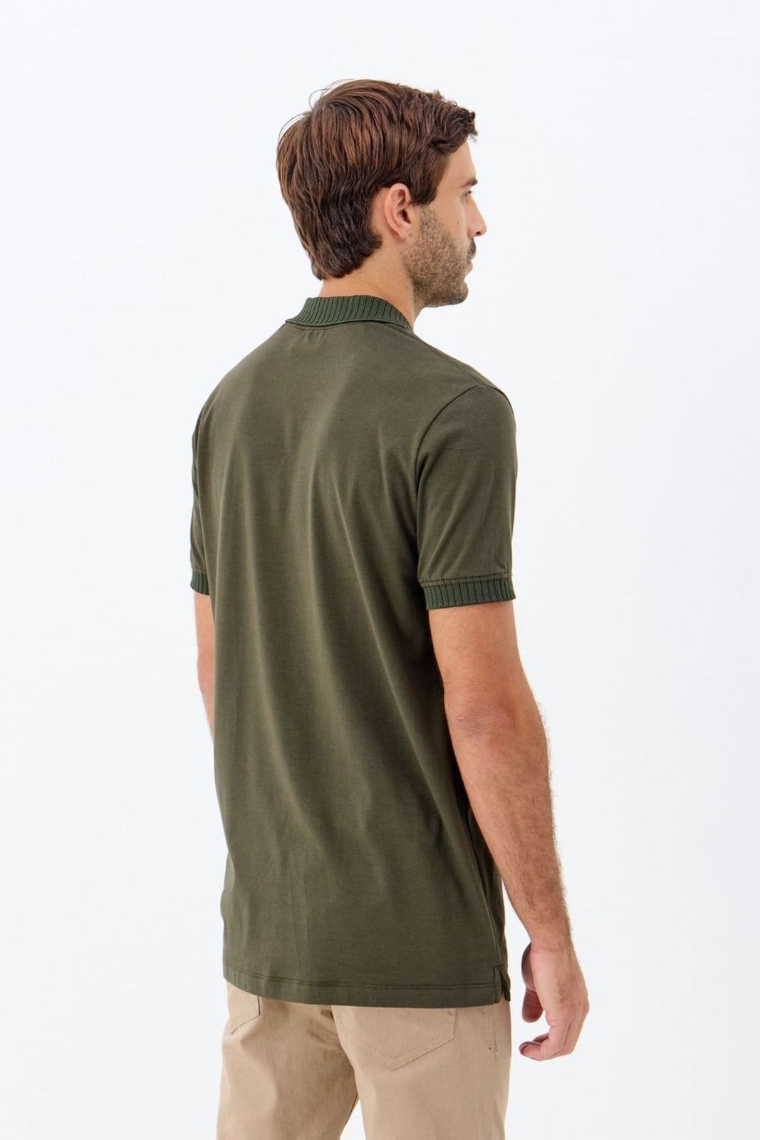 Vista 2 Polo Gola Texture Masculina Acostamento ACOSTAMENTO MASCULINO azul marinho