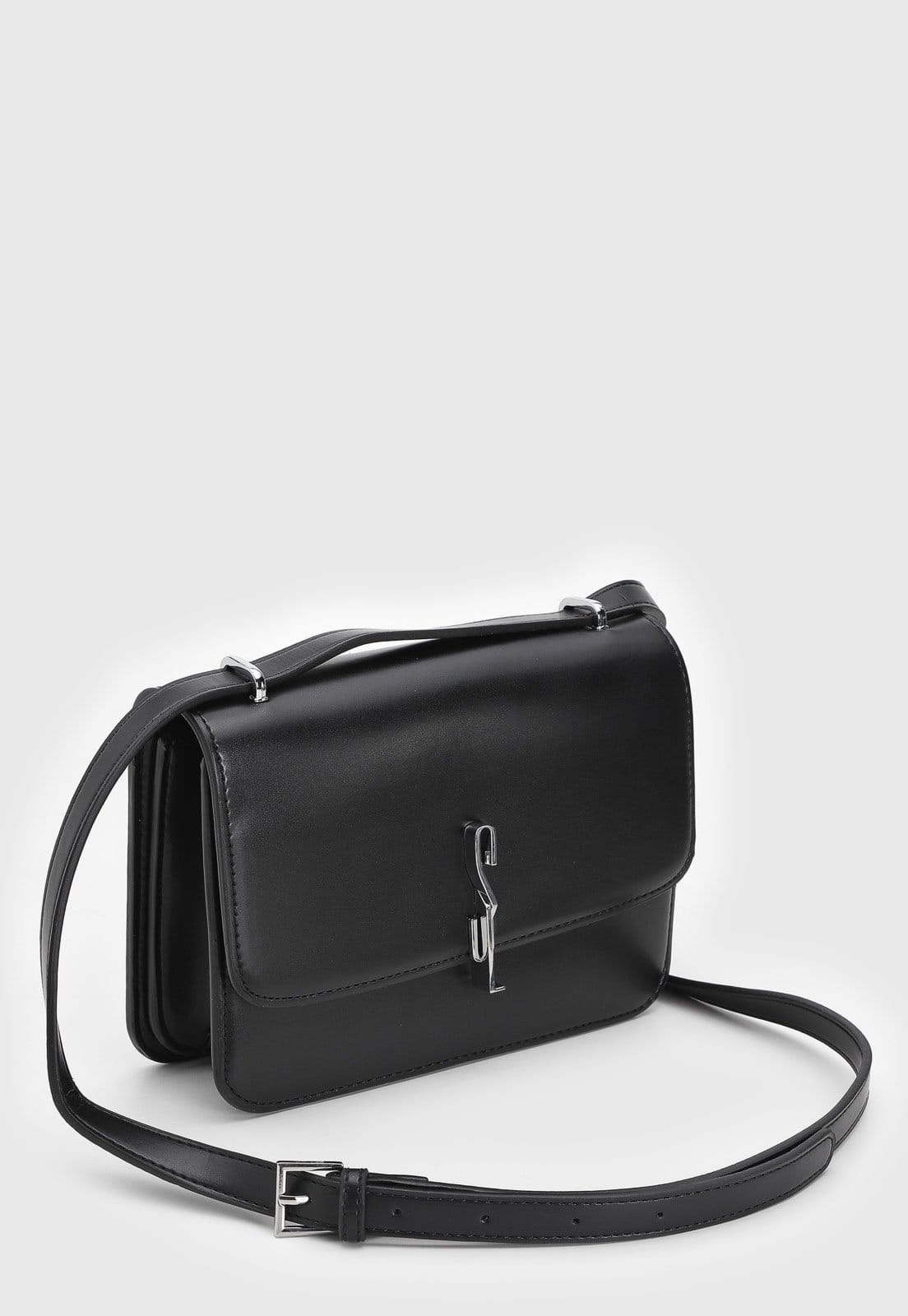Vista 2 Bolsa Tiracolo Santa Lolla Logo Preta Santa Lolla preto