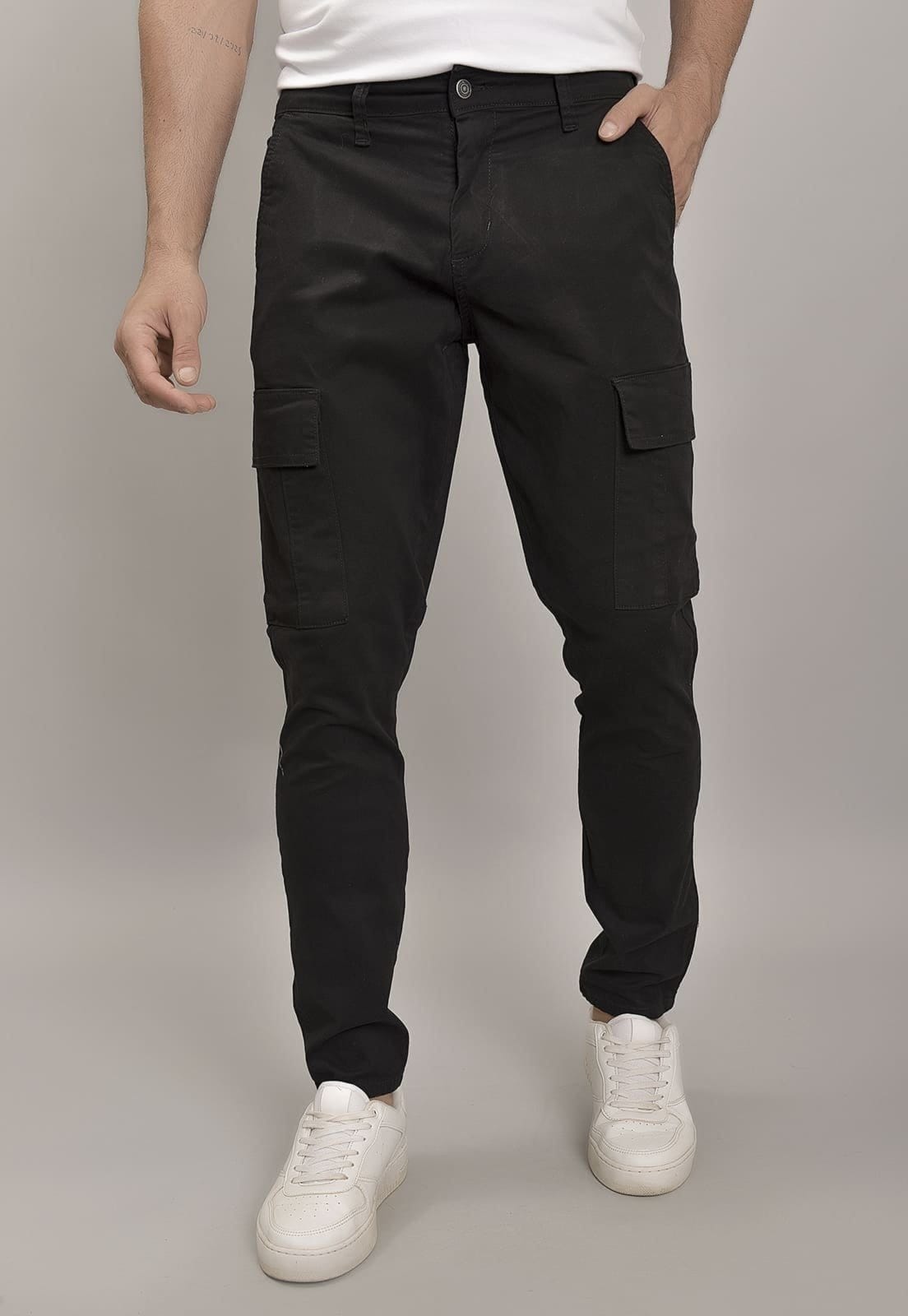 Calça Cargo Masculina Slim Fit com Passante e Bolso-Faca Dialogo
