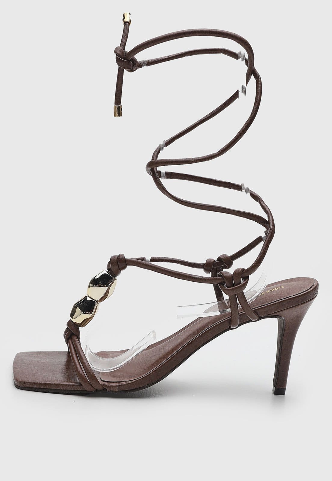 Vista principal Sandália Feminina Lança Perfume Salto Fino Lança Perfume marrom
