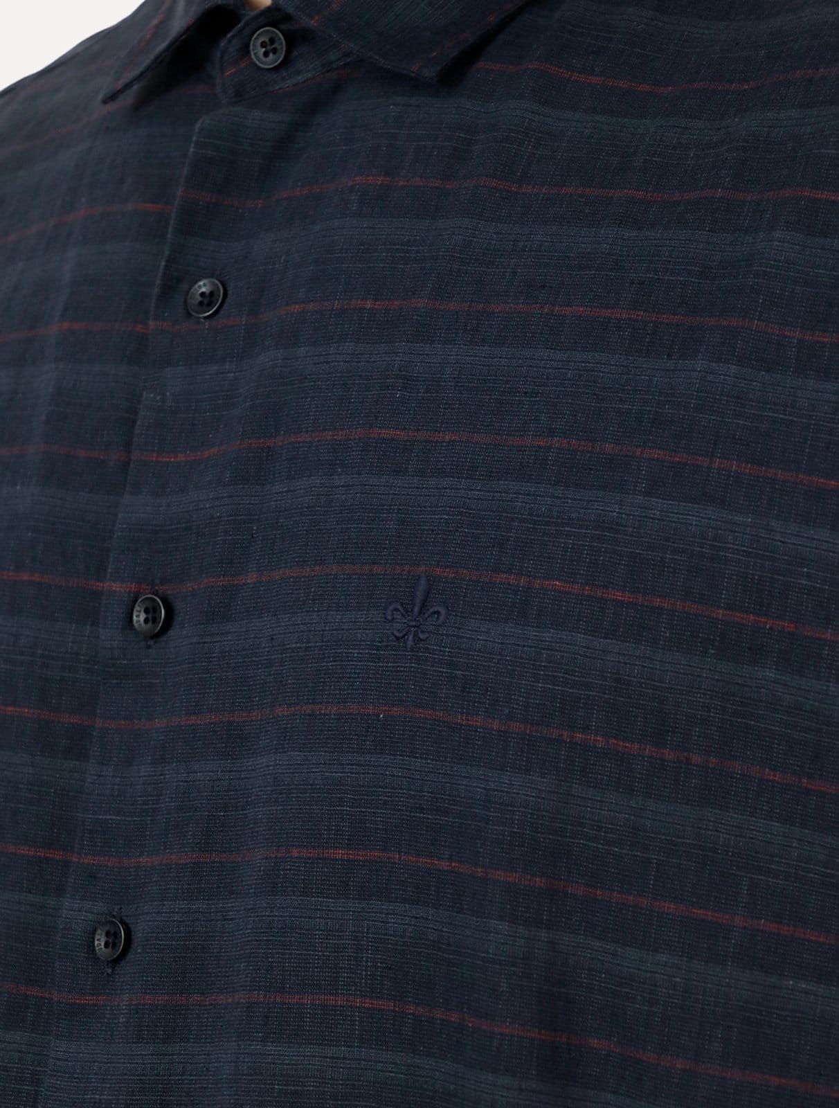 Vista 2 Camisa Dudalina Masculina Comfort Linen Blend Dudalina azul marinho