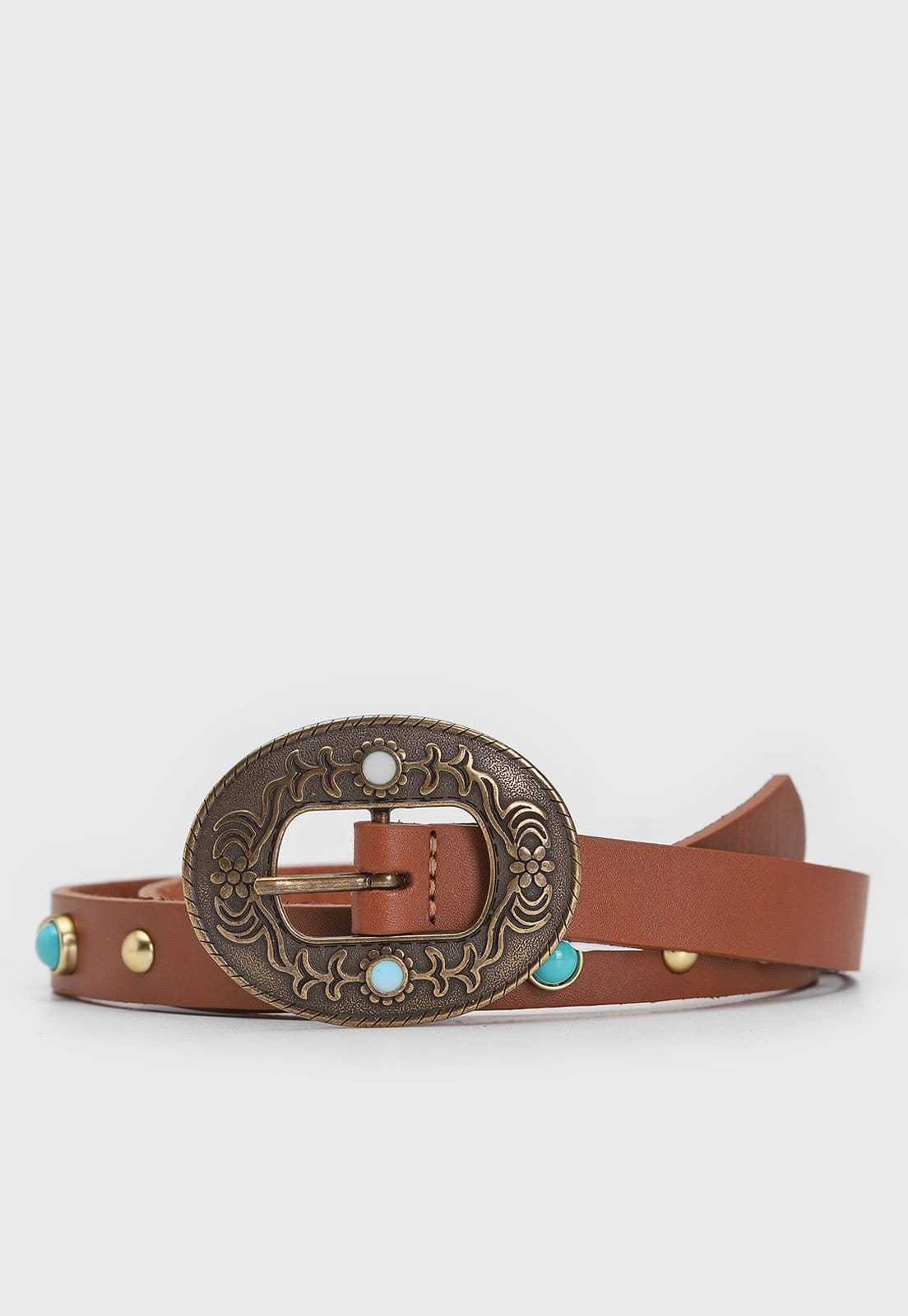 Vista principal Cinto Feminino Luiza Barcelos Fivela Pedrarias Luiza Barcelos caramelo