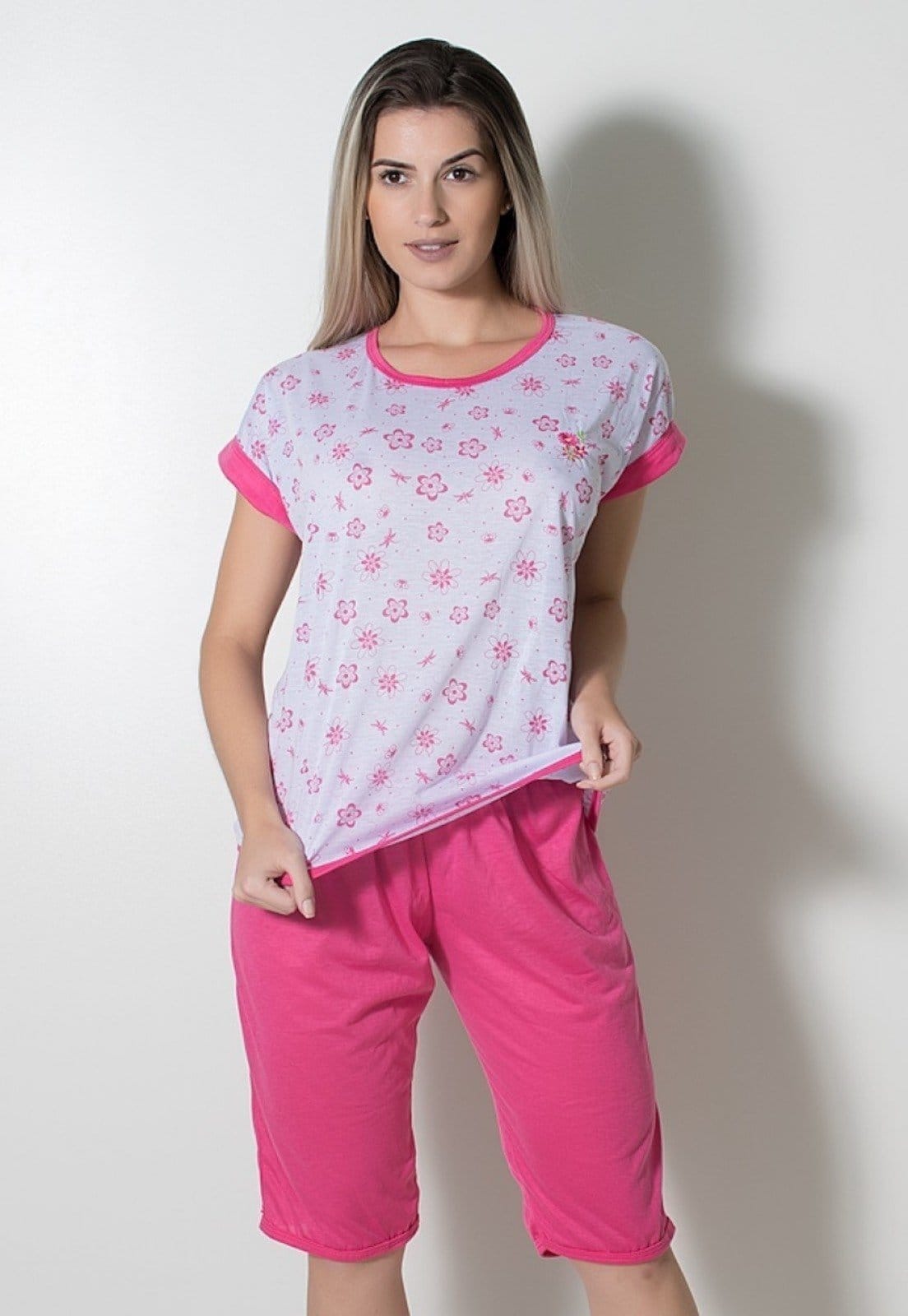 Vista principal Pijama Linha Noite Pescador Pink Linha Noite rosa pink