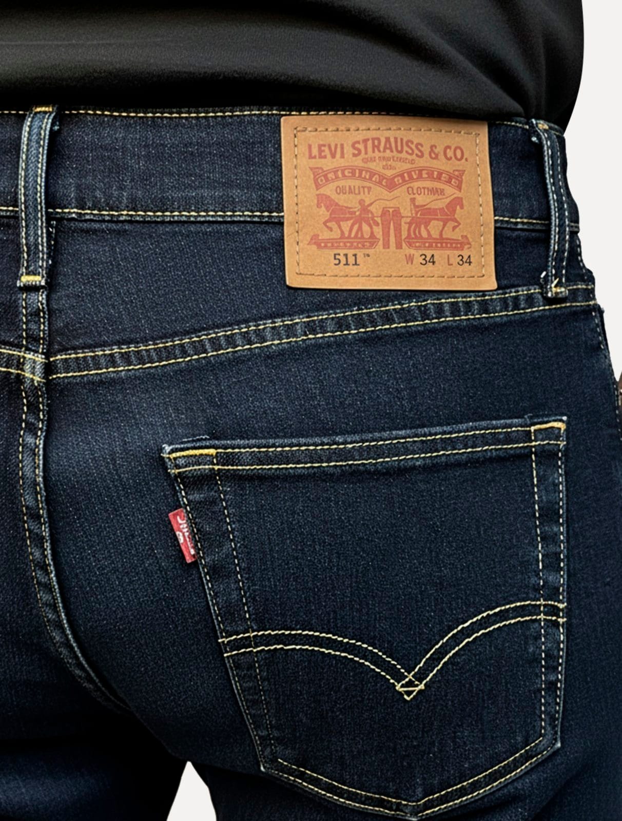 Vista 2 Calça Jeans Levis 511 Slim Stretch Escura Levis azul