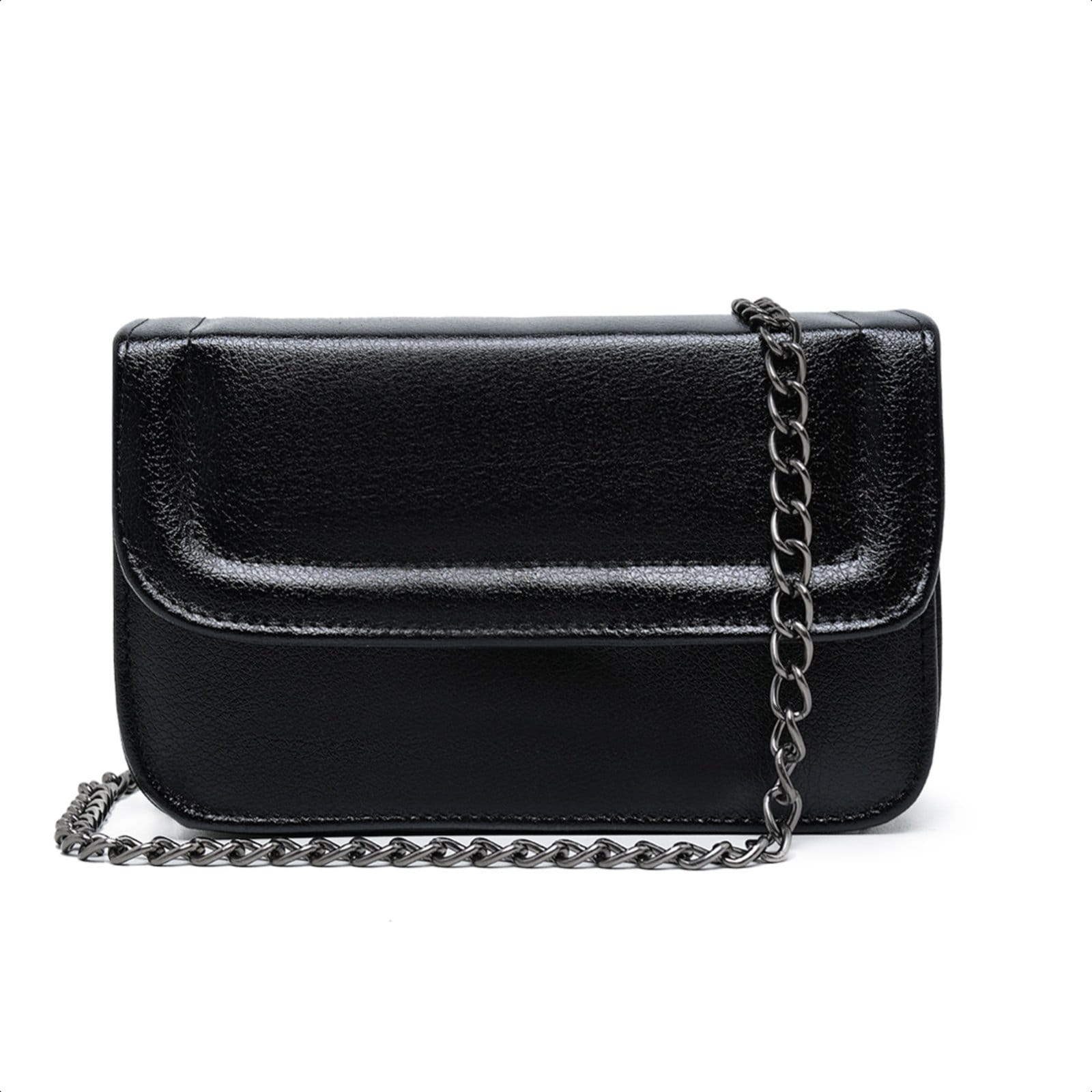 Bolsa Preta Feminina Pequena Quadrada Casual Clutch Carteira De Mão Festa Alça Corrente De Ombro Elegante