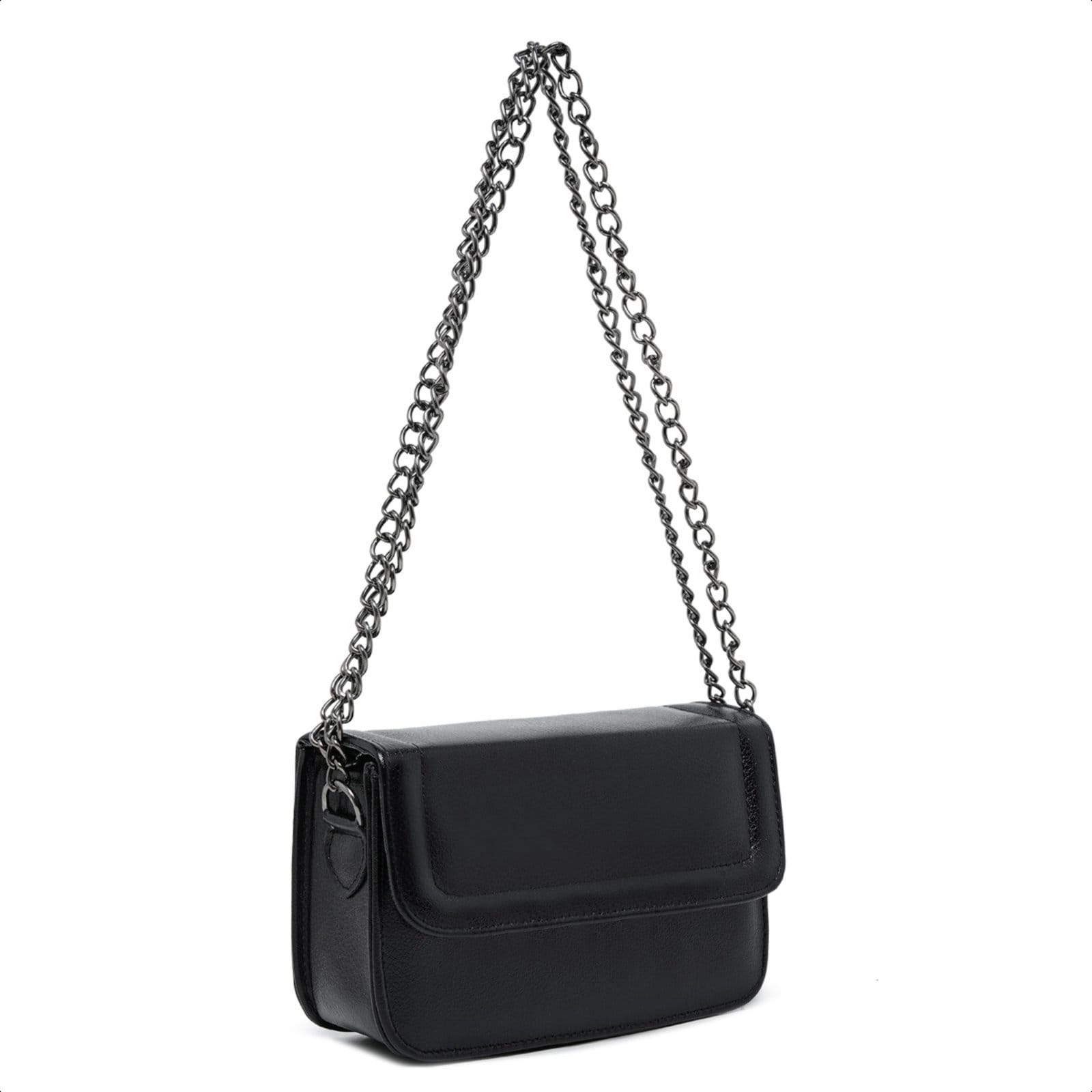 Bolsa Preta Feminina Pequena Quadrada Casual Clutch Carteira De Mão Festa Alça Corrente De Ombro Elegante - 2