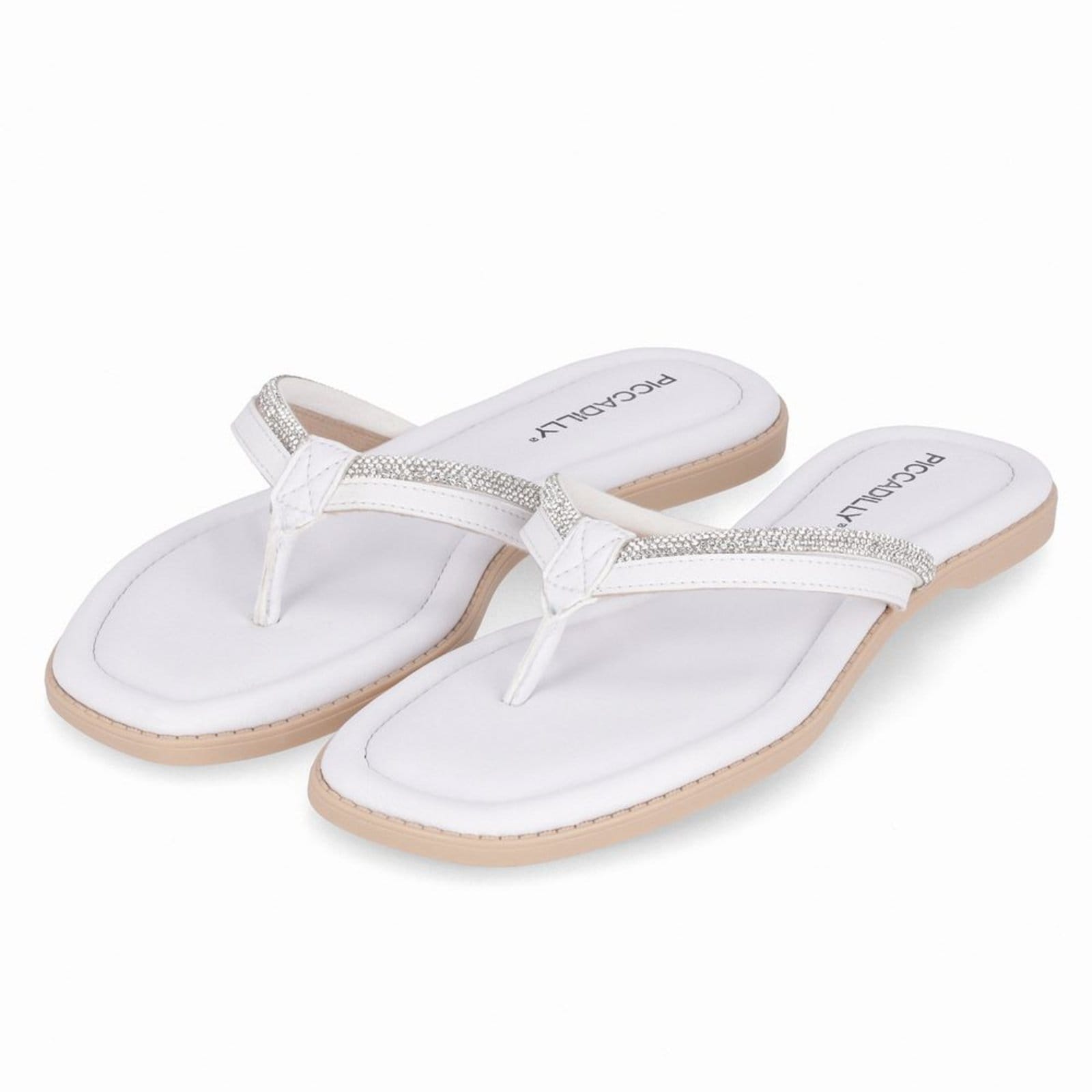 Vista 2 Chinelo Rasteirinha Gabi Neve com Cristal Piccadilly branco